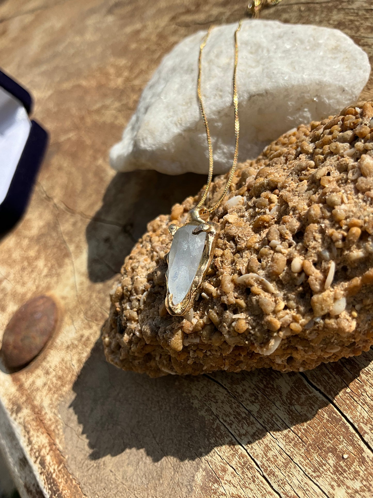 16 karat Soild Gold Ice Goshenite Unique Classy Necklace - Pyāra Designs