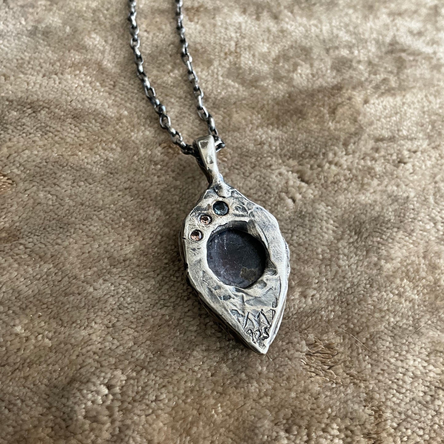 N.8 Charoite Gems In Dirty Sterling Necklace