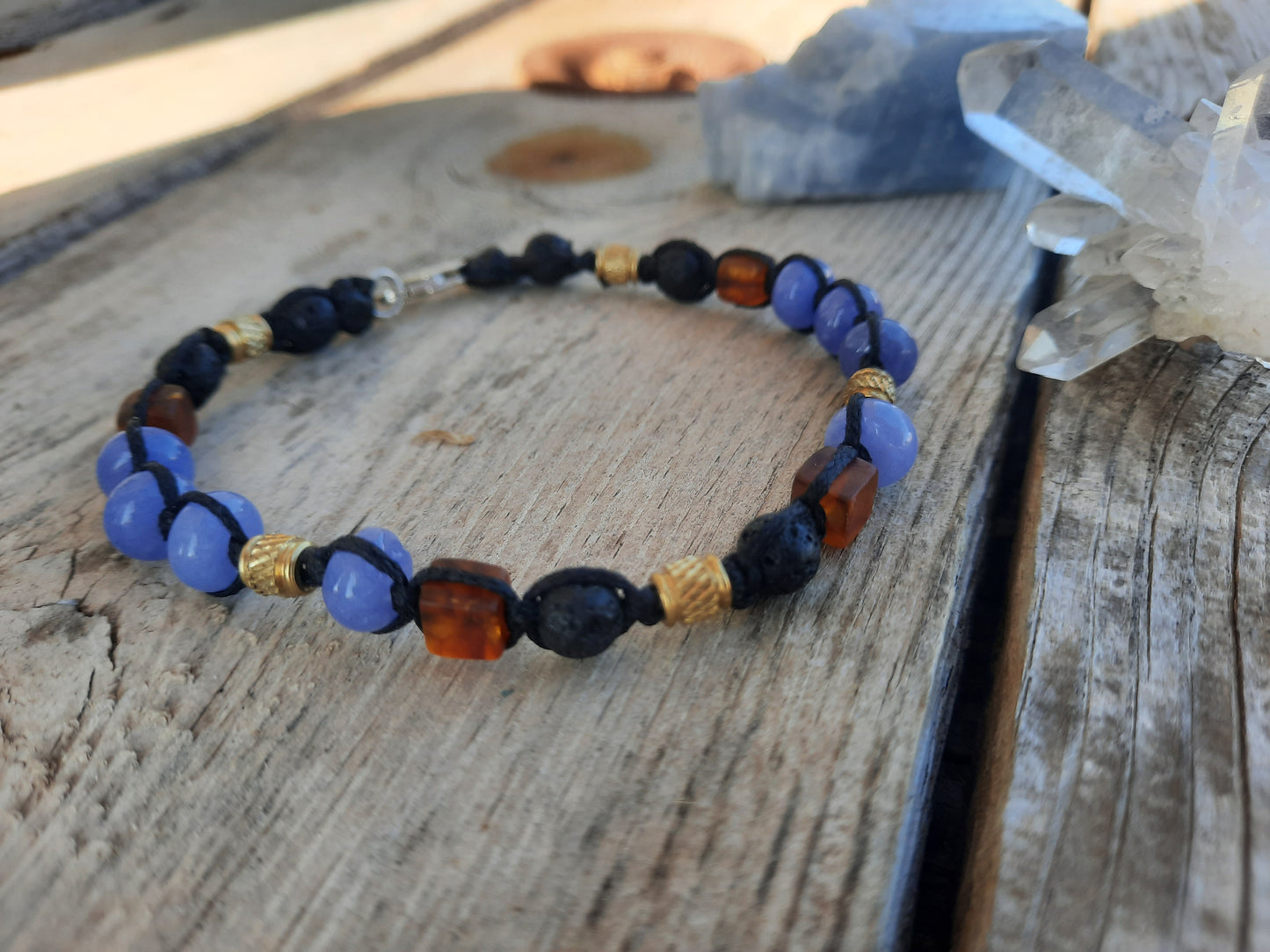 Men Bracelet Gemstones Beads Wite Ambar's - Pyāra Designs