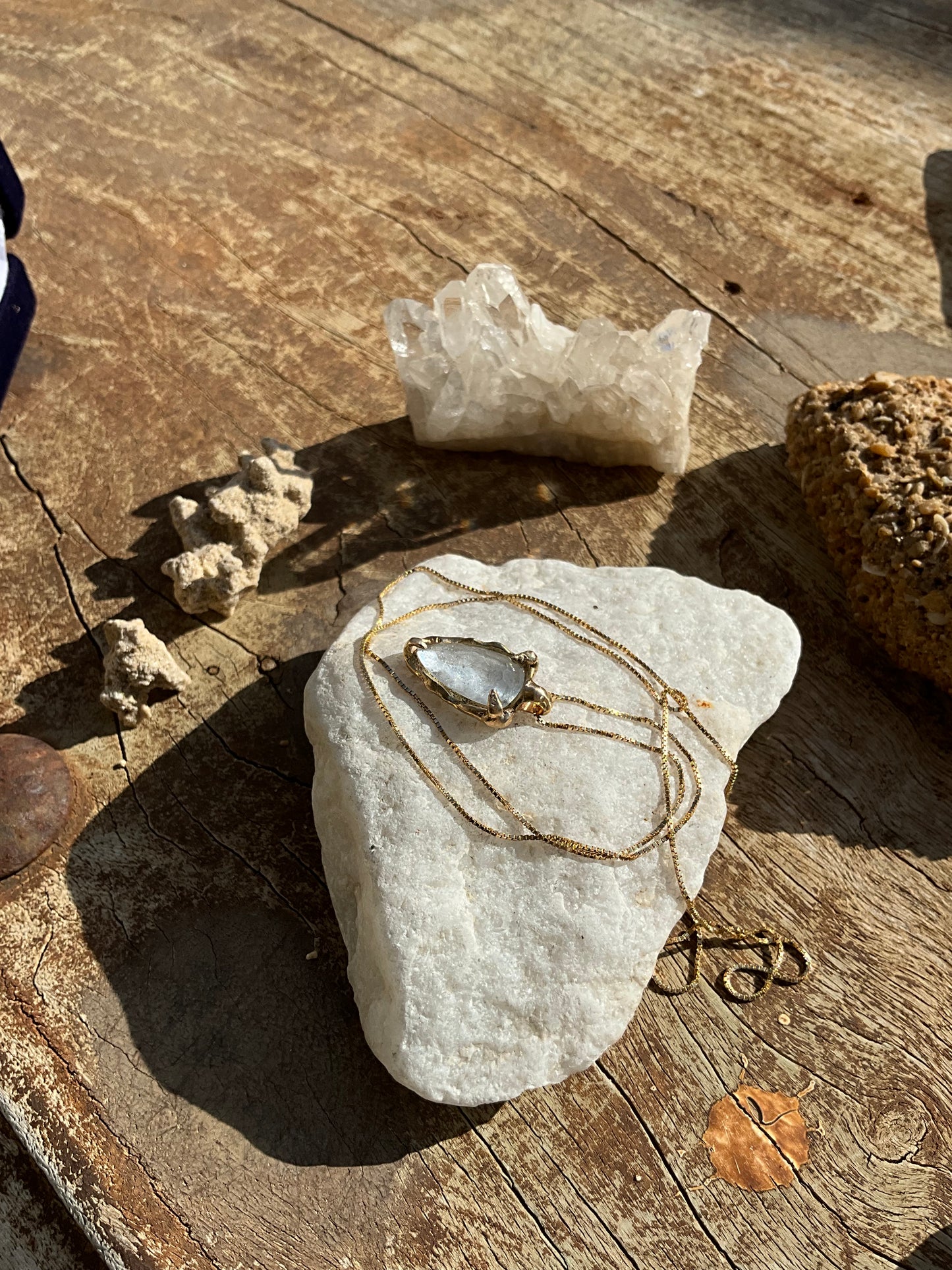 16 karat Soild Gold Ice Goshenite Unique Classy Necklace - Pyāra Designs