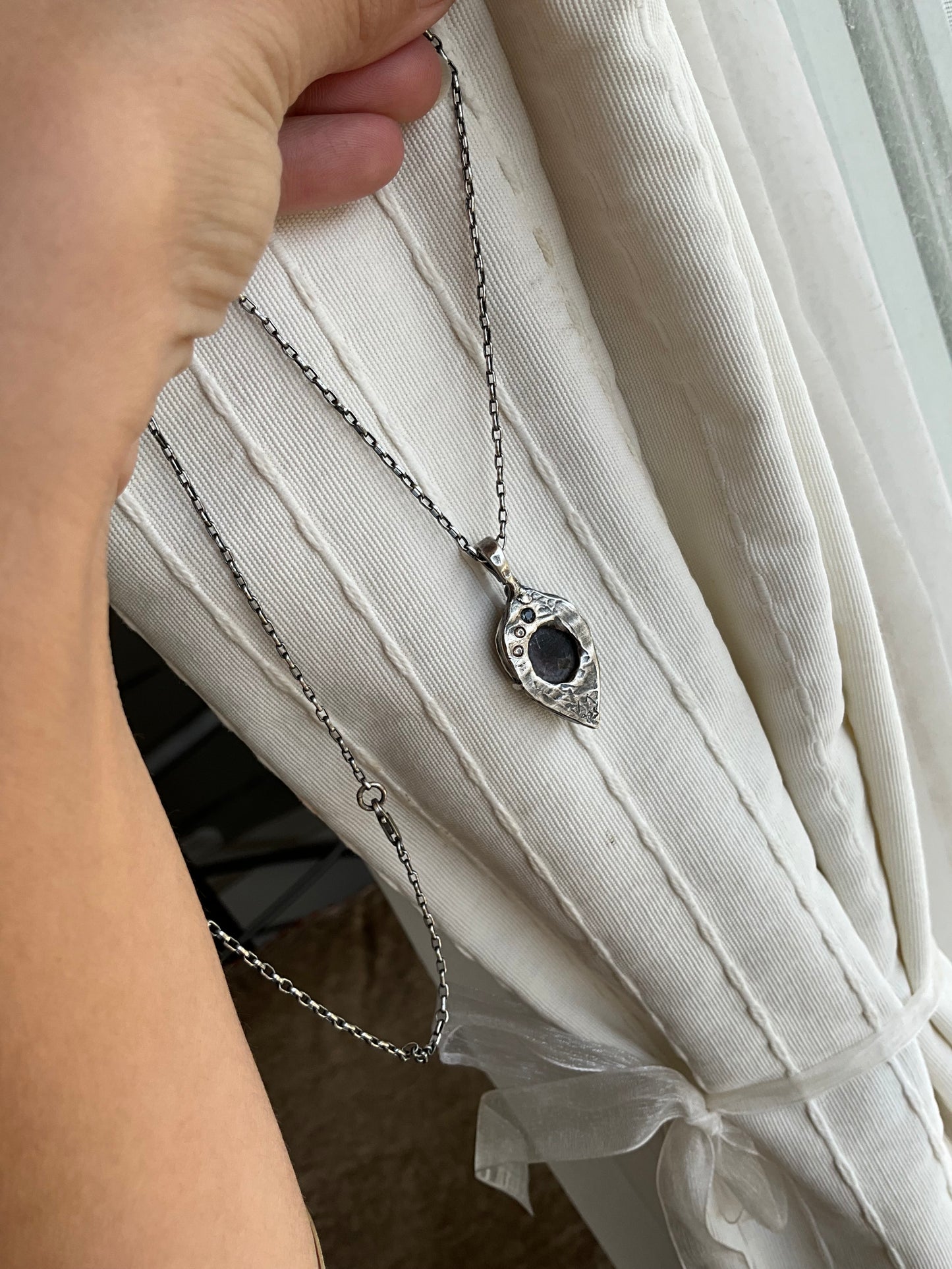 N.8 Charoite Gems In Dirty Sterling Necklace