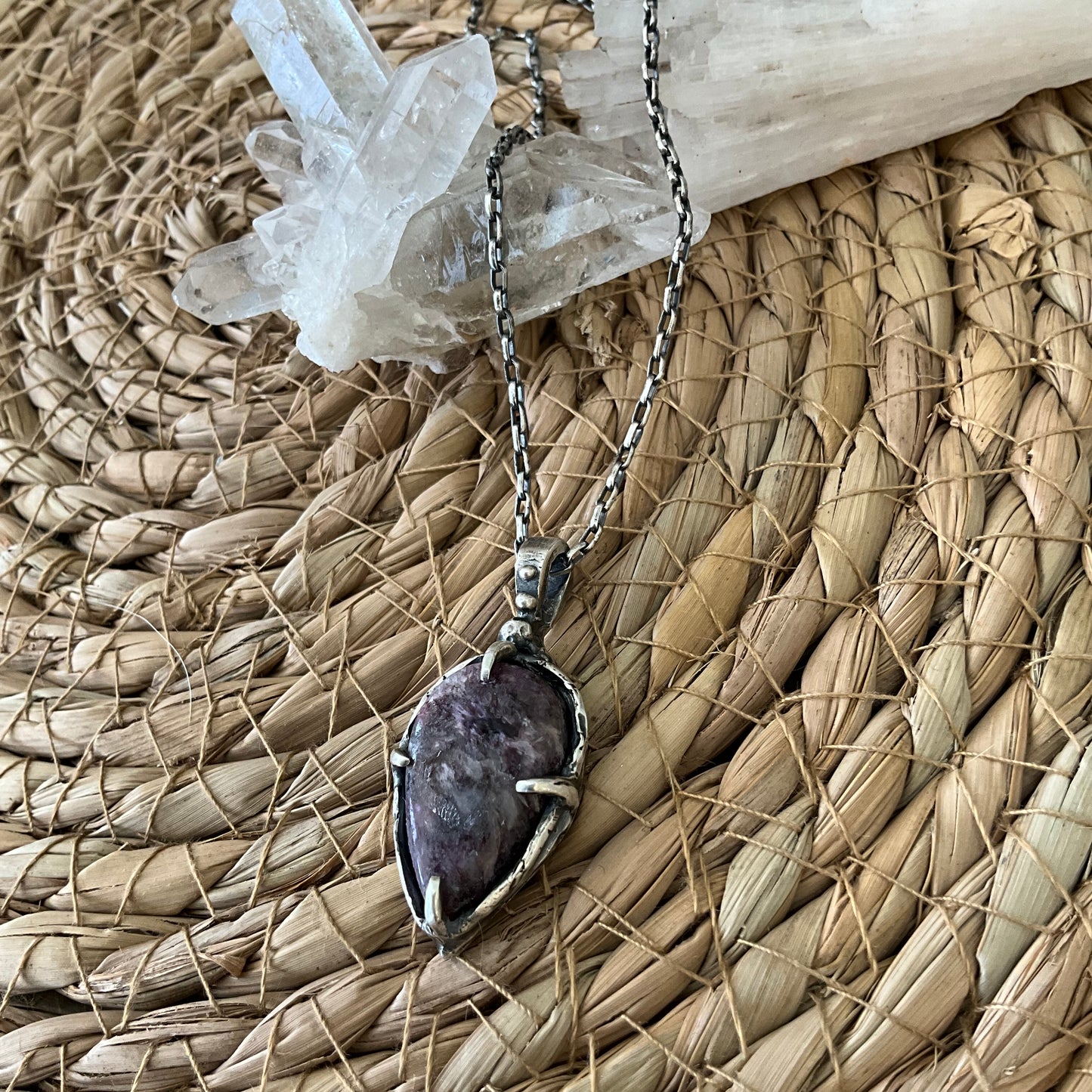 N.8 Charoite Gems In Dirty Sterling Necklace