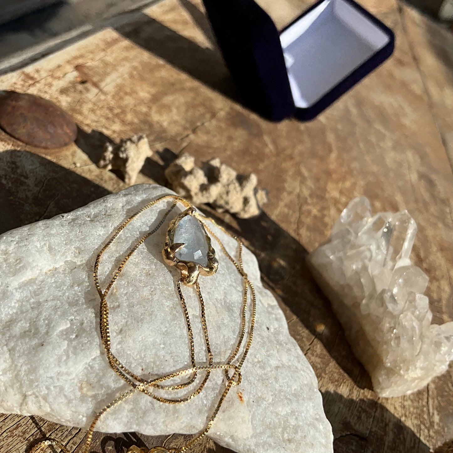 16 karat Soild Gold Ice Goshenite Unique Classy Necklace - Pyāra Designs