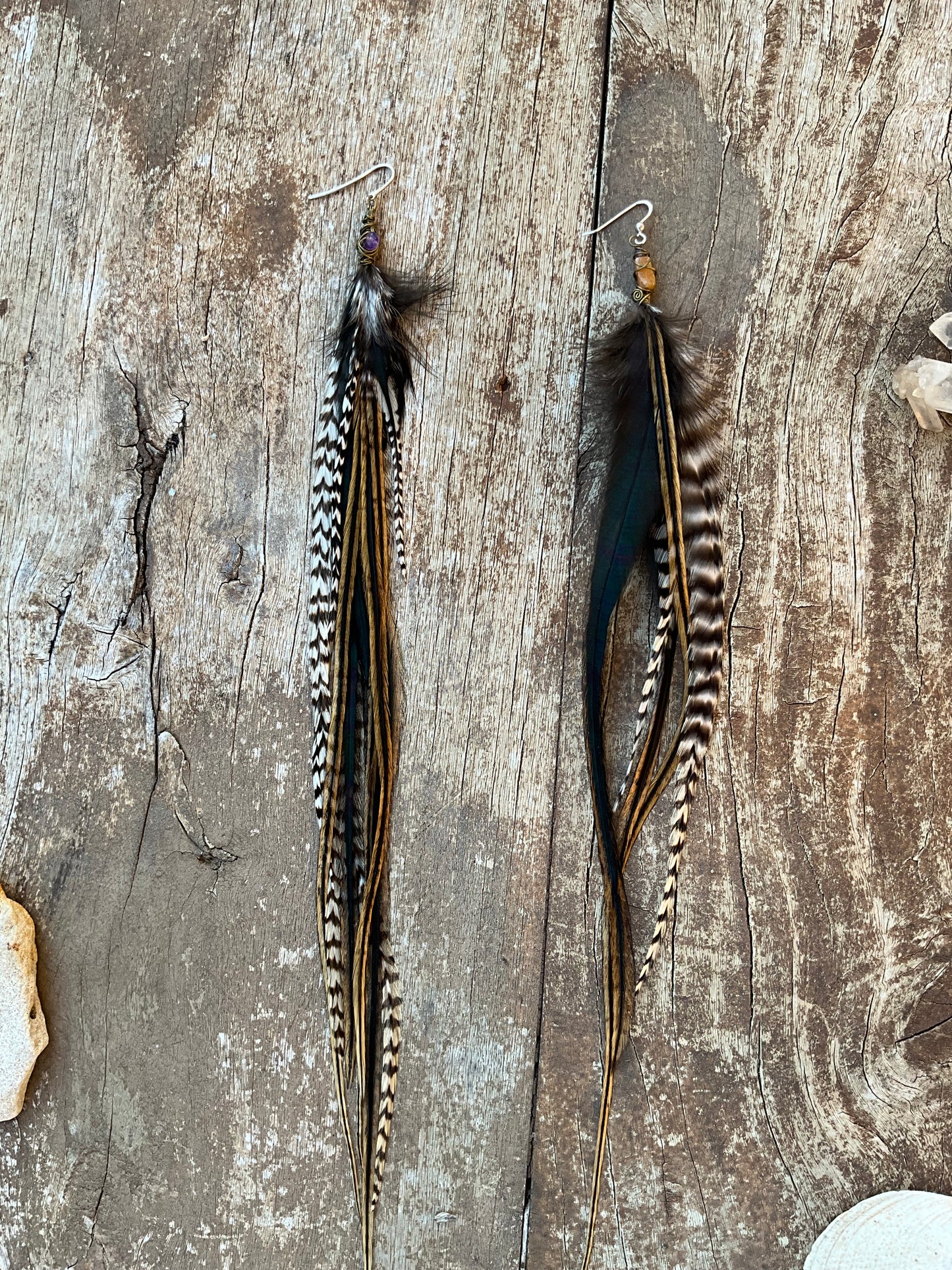 Gemstones Feathers Earring - Pyāra Designs