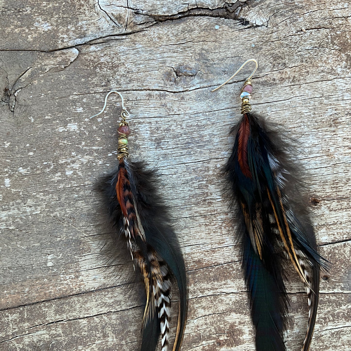 Gemstones Feathers Earring - Pyāra Designs