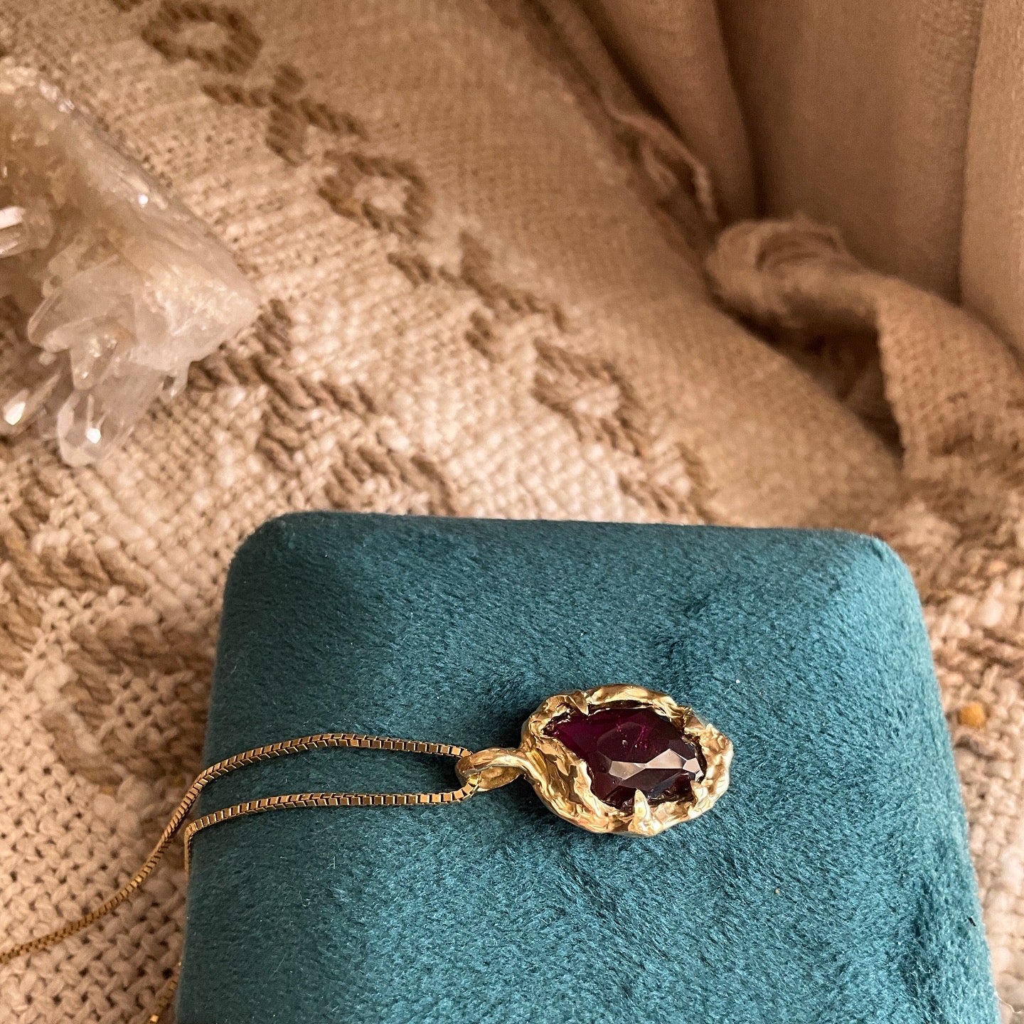 14K Soild Gold “Wild Earth Warrior” Rodolite Garnet Necklace - Pyāra Designs