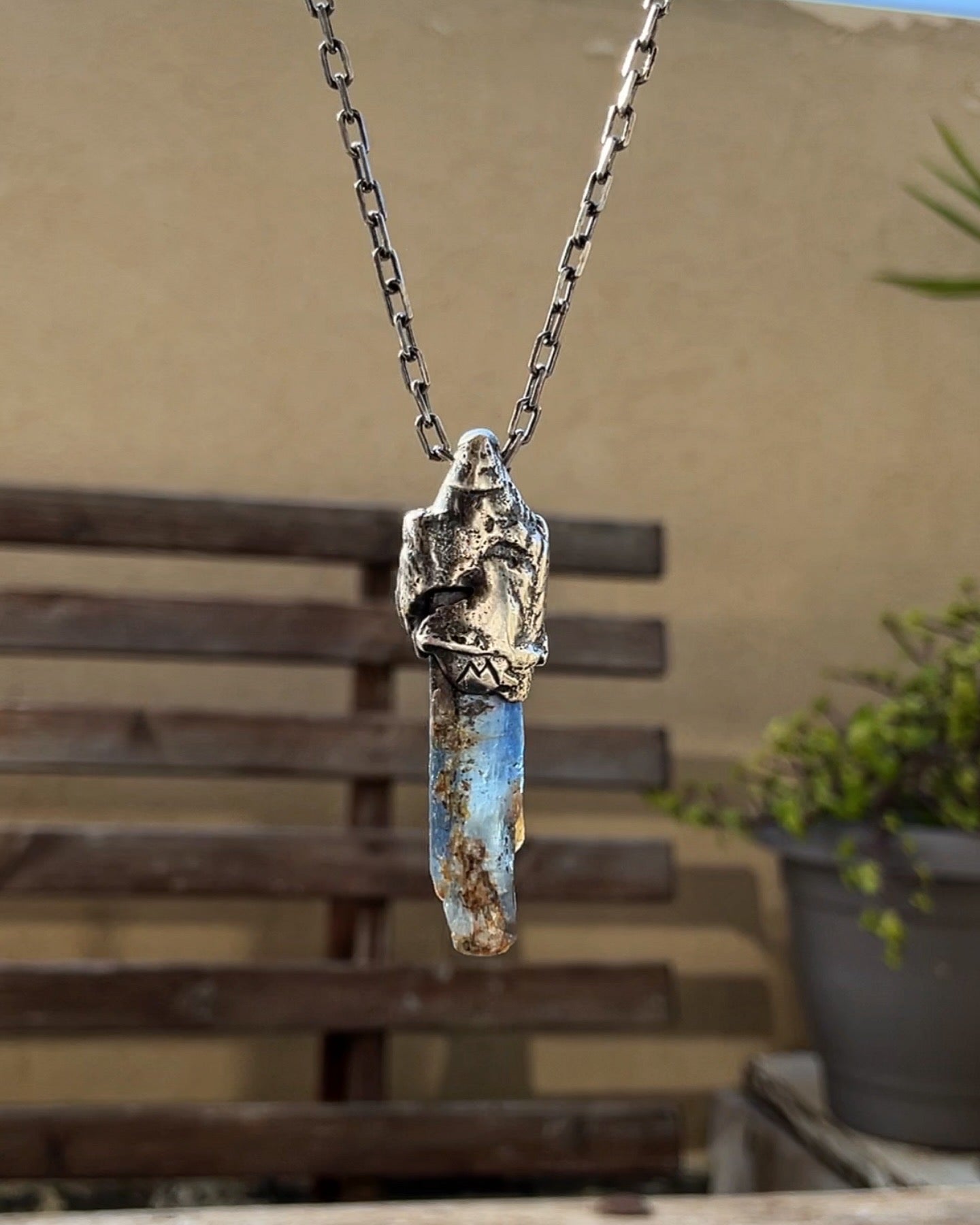 N.15 Blue Kyanite Rew Crystal Rare Dirty Sterling One of a kind Nack - Pyāra Designs