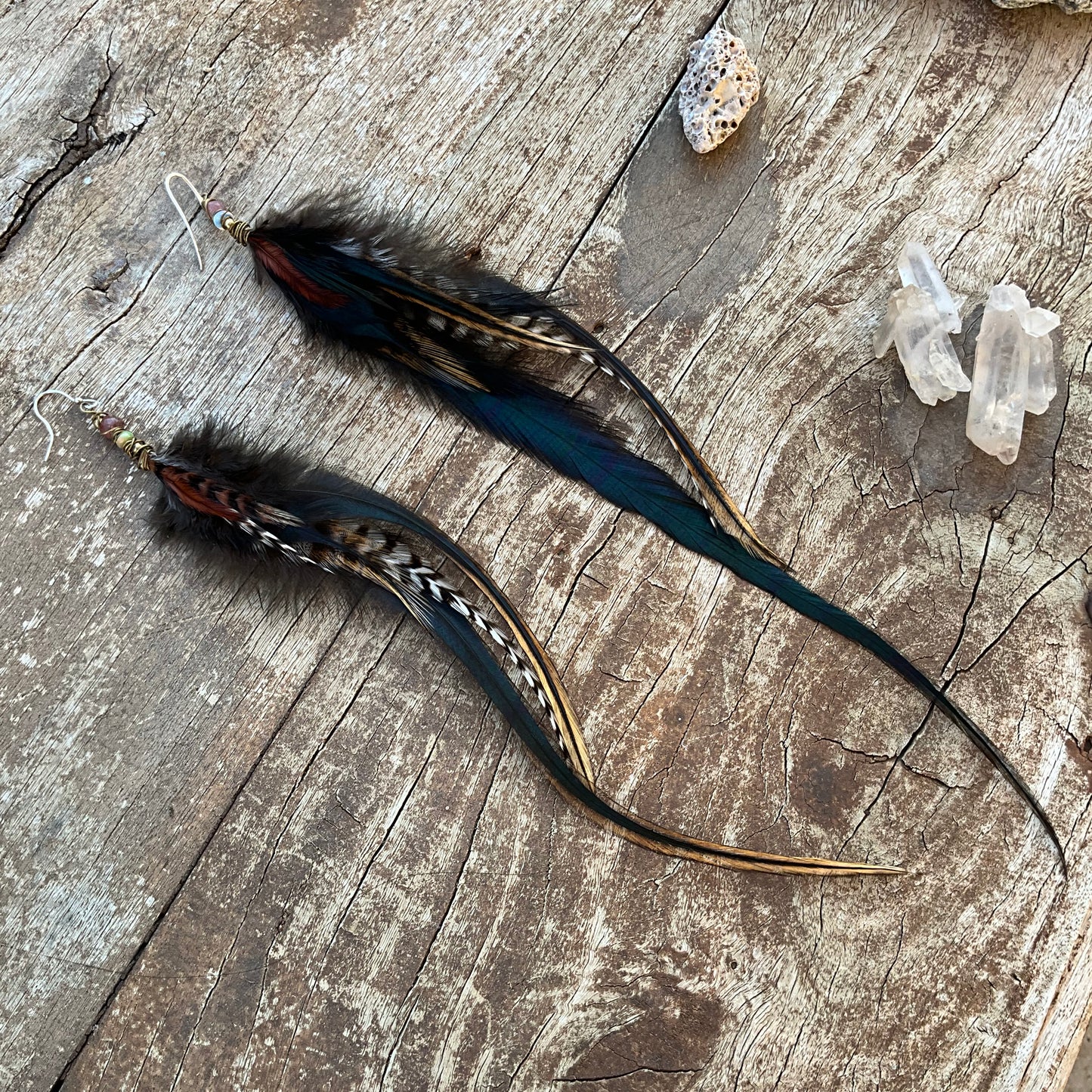 Gemstones Feathers Earring - Pyāra Designs