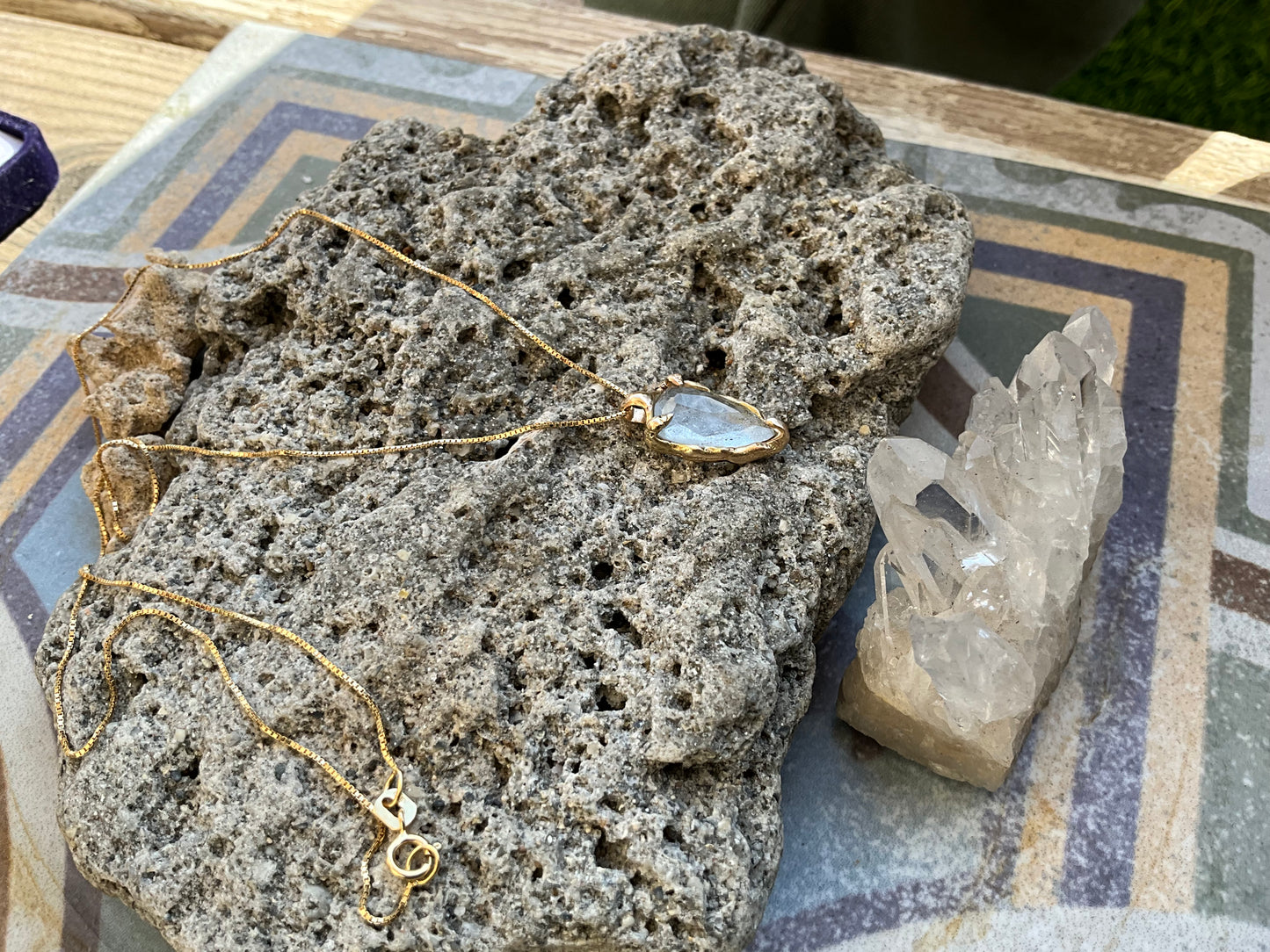 16 karat Soild Gold Ice Goshenite Unique Classy Necklace - Pyāra Designs