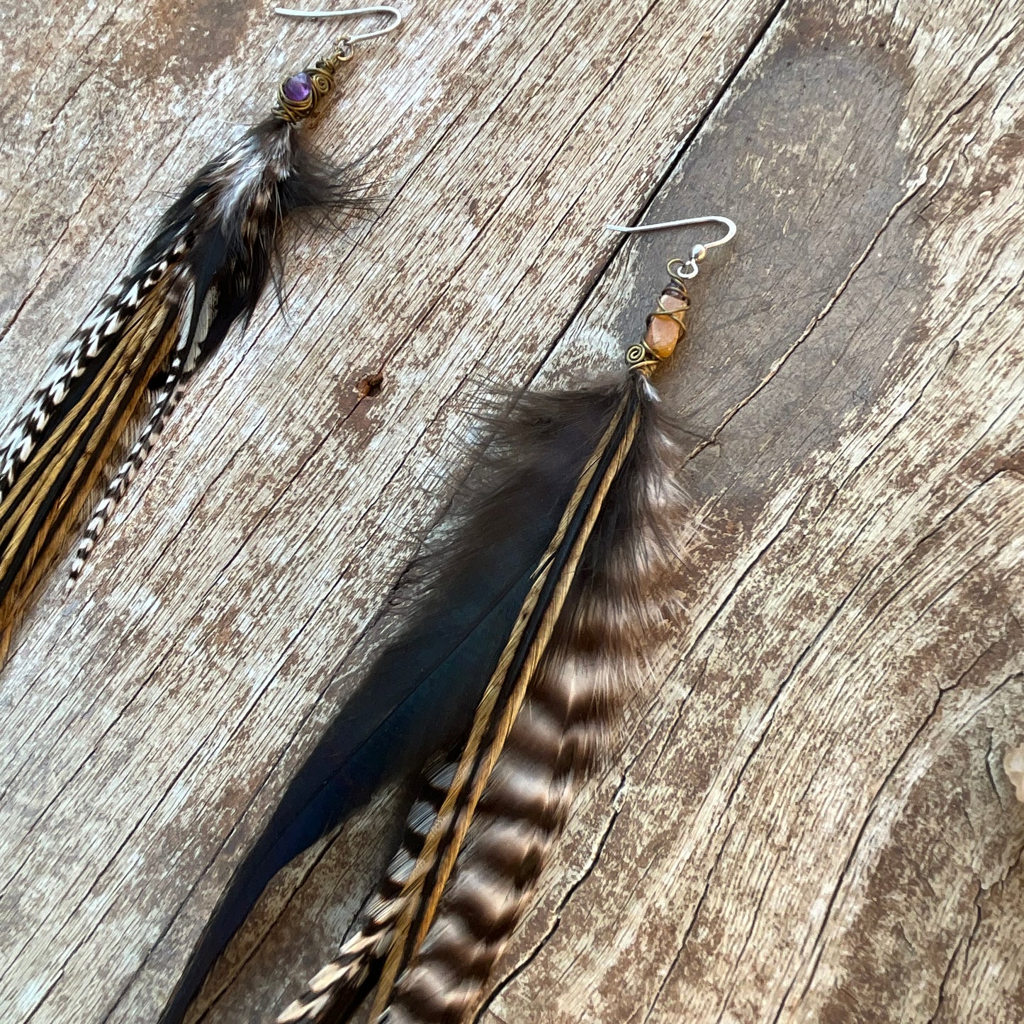 Gemstones Feathers Earring - Pyāra Designs