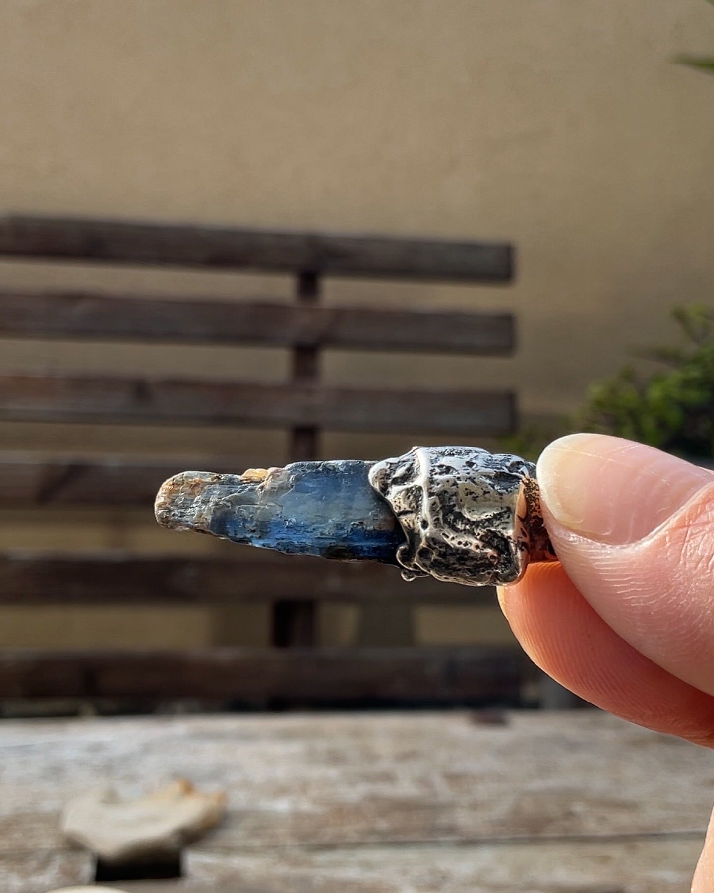 N.15 Blue Kyanite Rew Crystal Rare Dirty Sterling One of a kind Nack - Pyāra Designs