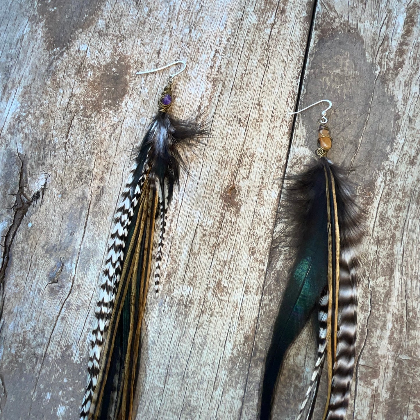 Gemstones Feathers Earring - Pyāra Designs