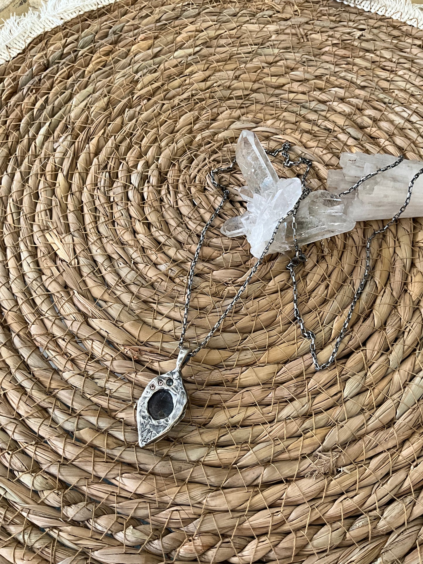 N.8 Charoite Gems In Dirty Sterling Necklace