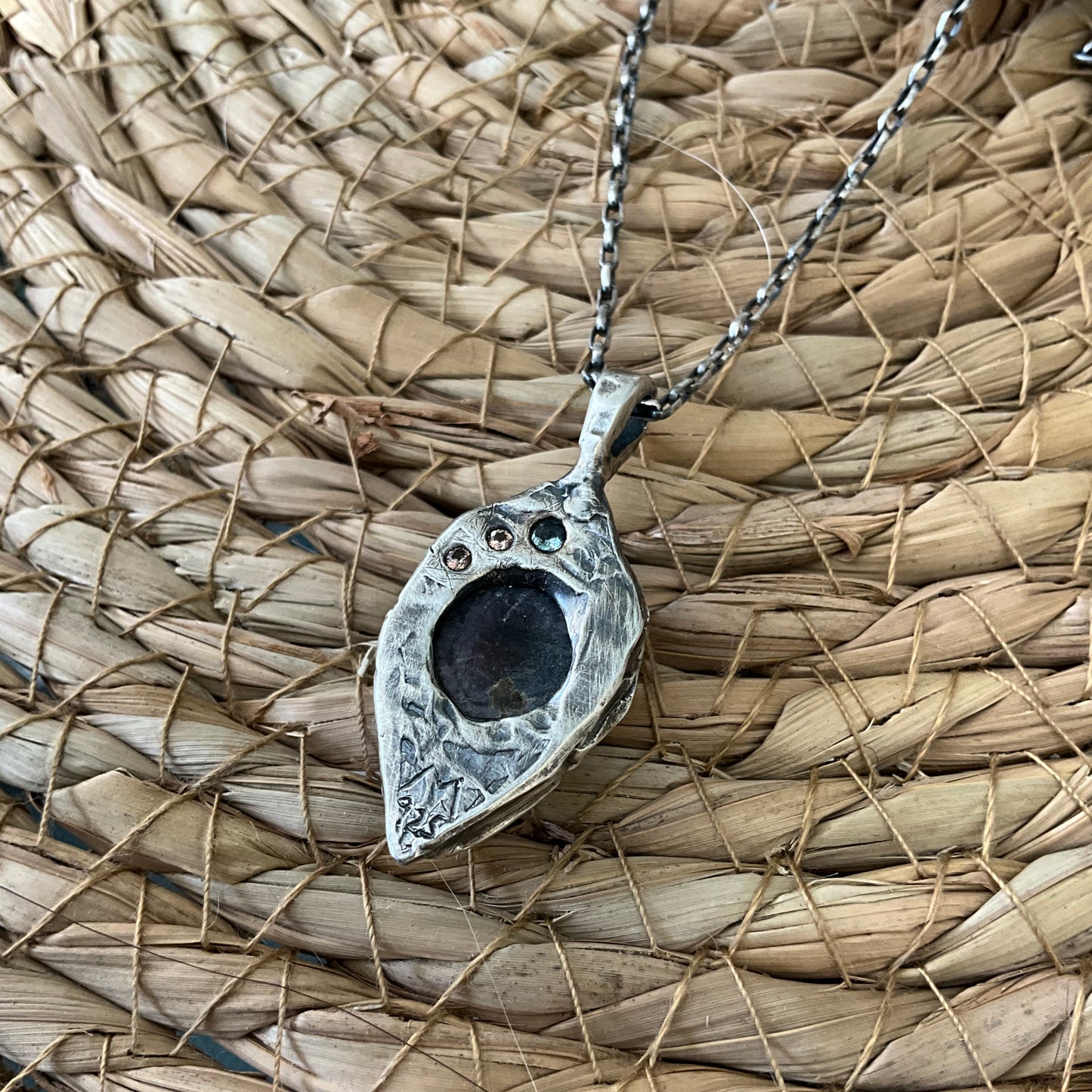 N.8 Charoite Gems In Dirty Sterling Necklace
