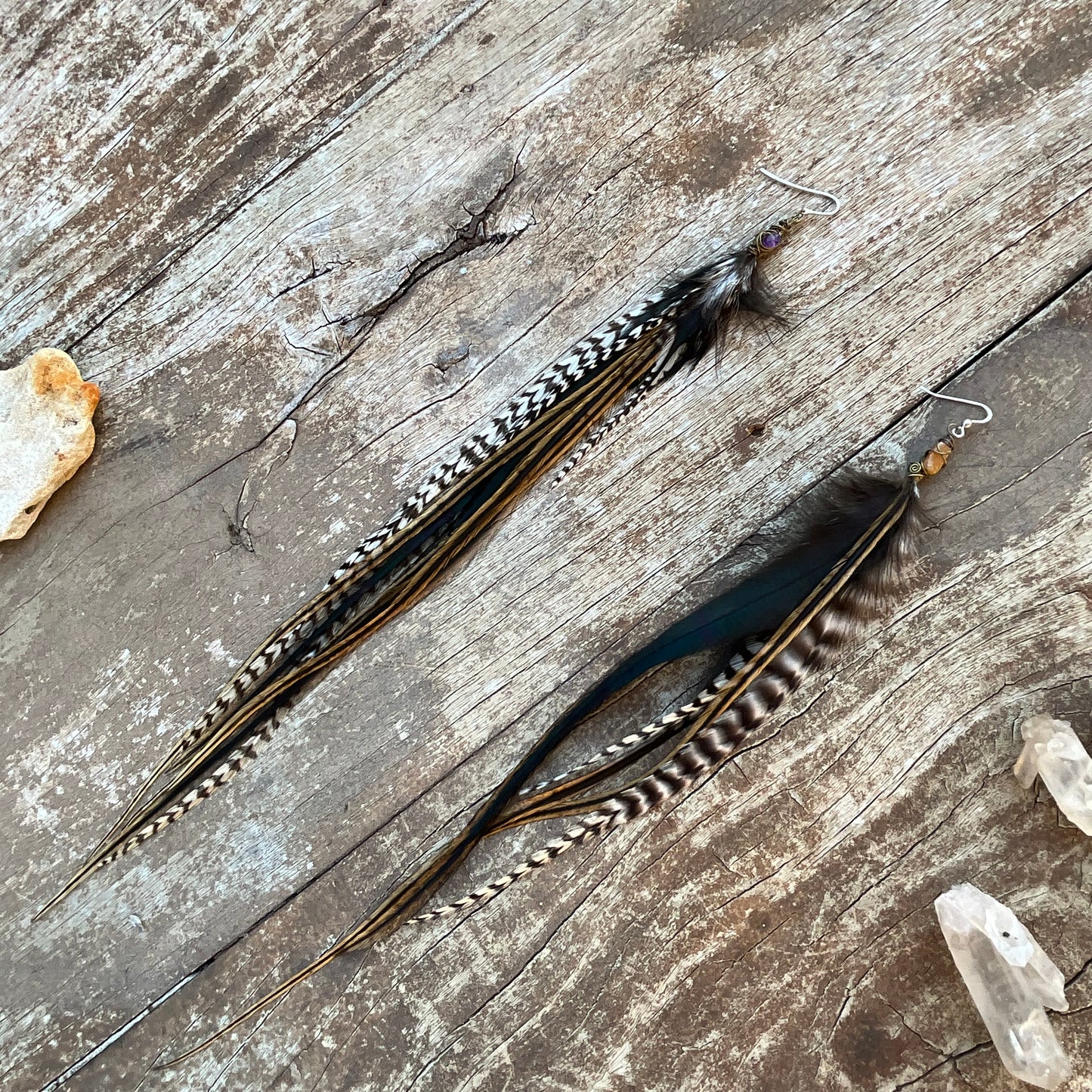 Gemstones Feathers Earring - Pyāra Designs