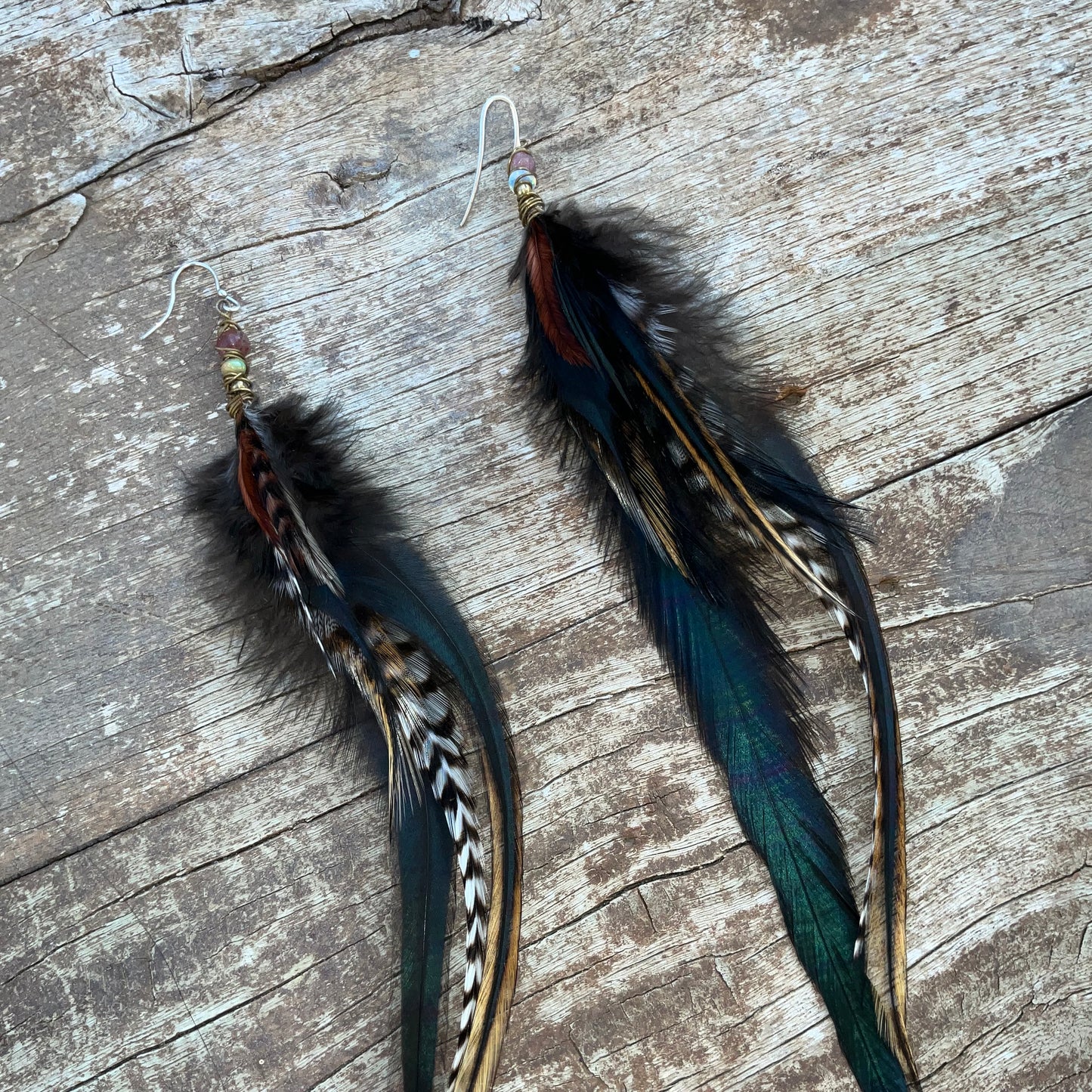 Gemstones Feathers Earring - Pyāra Designs