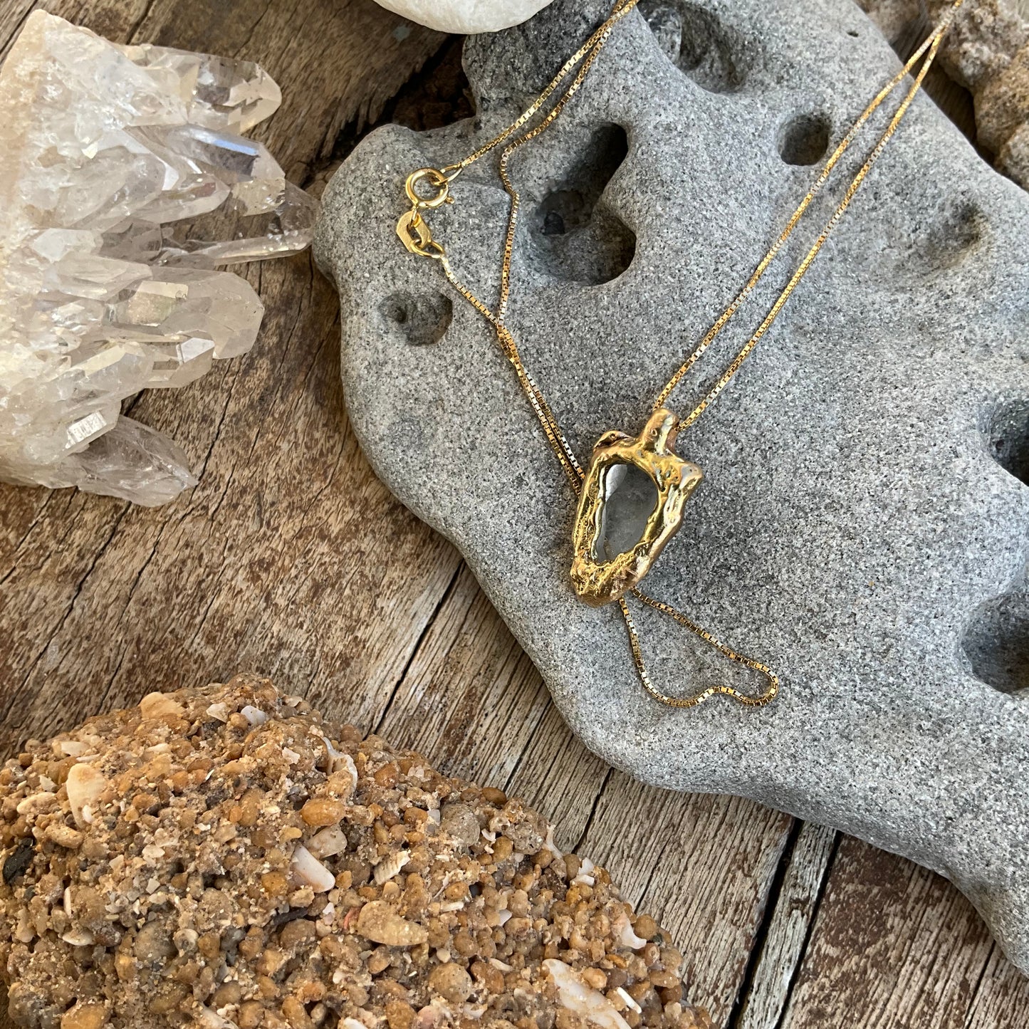 16 karat Soild Gold Ice Goshenite Unique Classy Necklace - Pyāra Designs