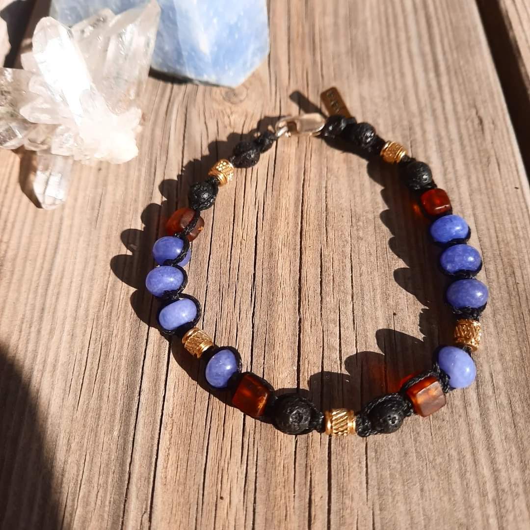 Men Bracelet Gemstones Beads Wite Ambar's - Pyāra Designs