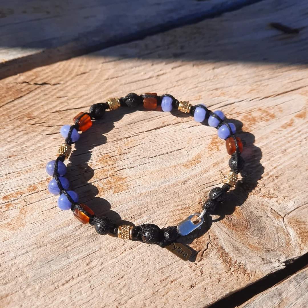 Men Bracelet Gemstones Beads Wite Ambar's - Pyāra Designs