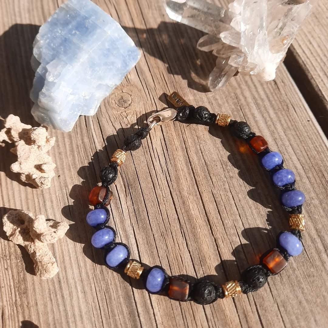 Men Bracelet Gemstones Beads Wite Ambar's - Pyāra Designs