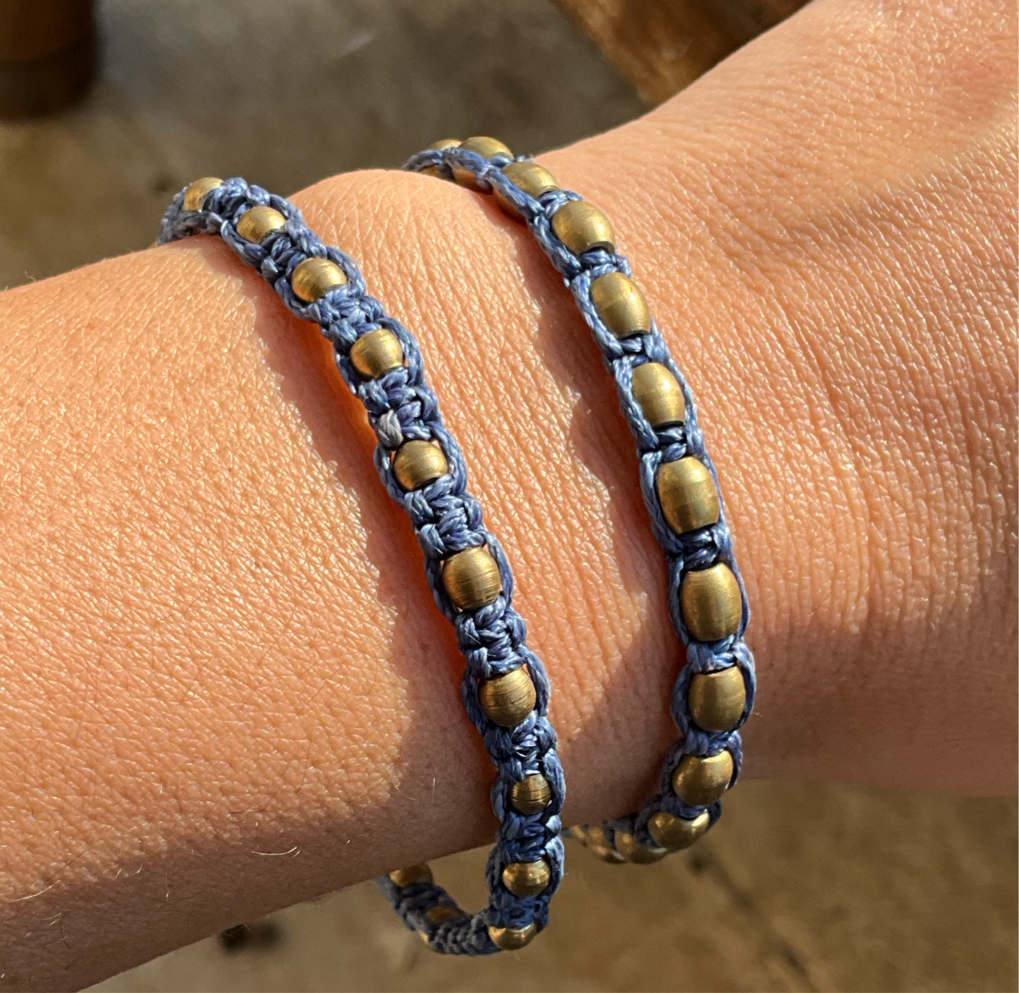 Brass Beads 2 Pieces Macrame Bracelets - Pyāra Designs