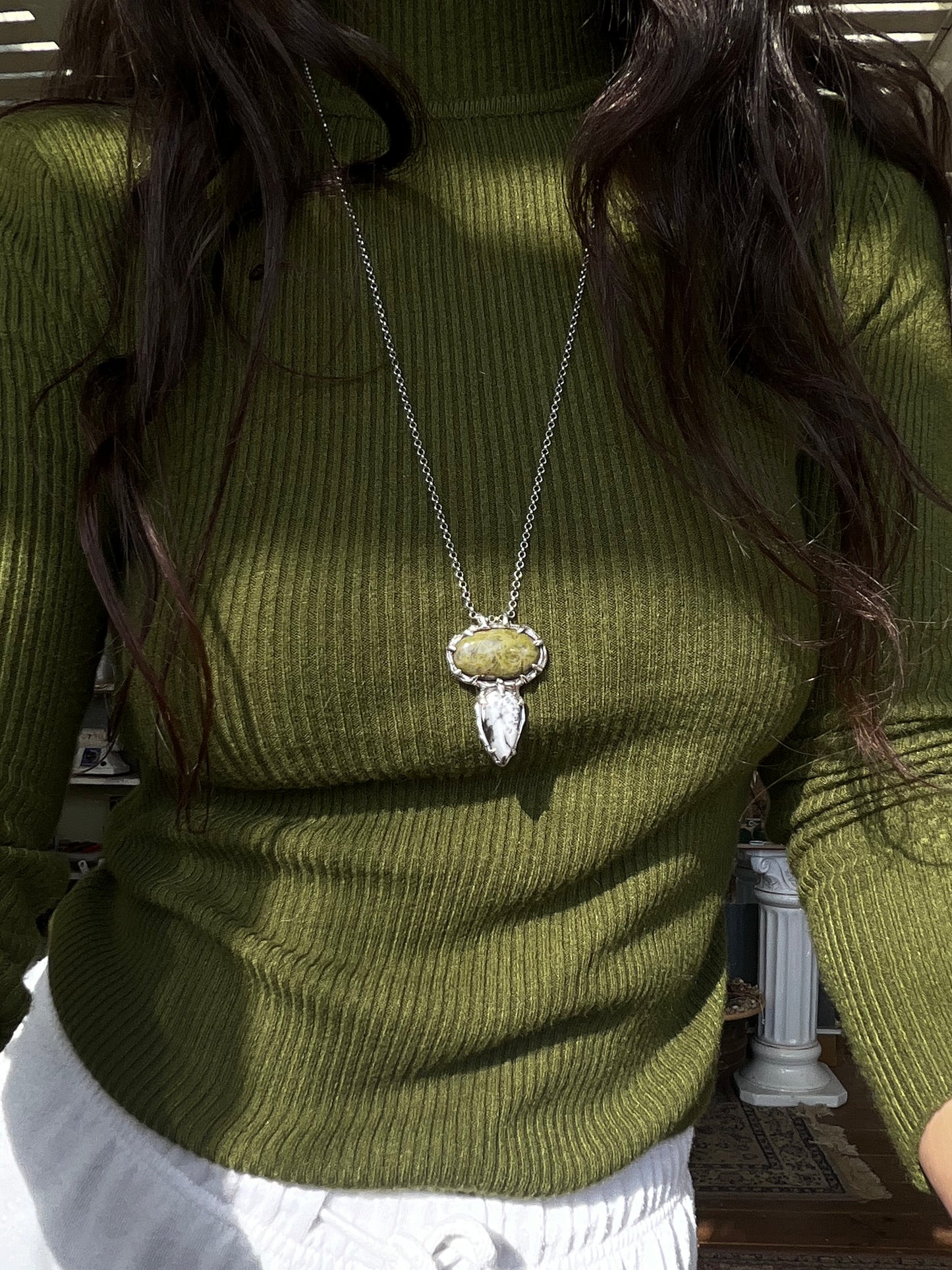 N.20 Agat Denderite & Serpentine Nacklace - Pyāra Designs