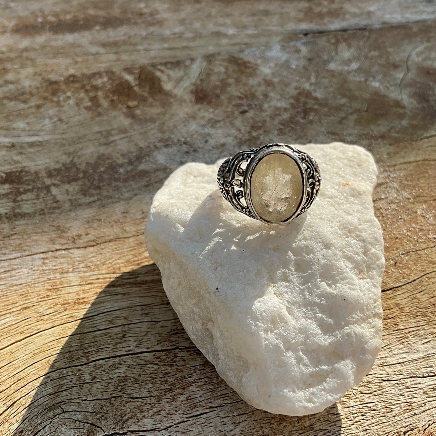 Golden Rutilated Guartz Ring - Pyāra Designs