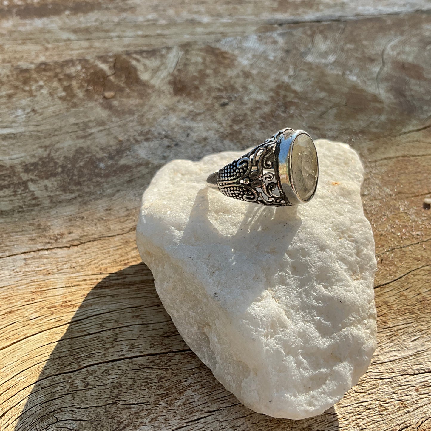 Golden Rutilated Guartz Ring - Pyāra Designs