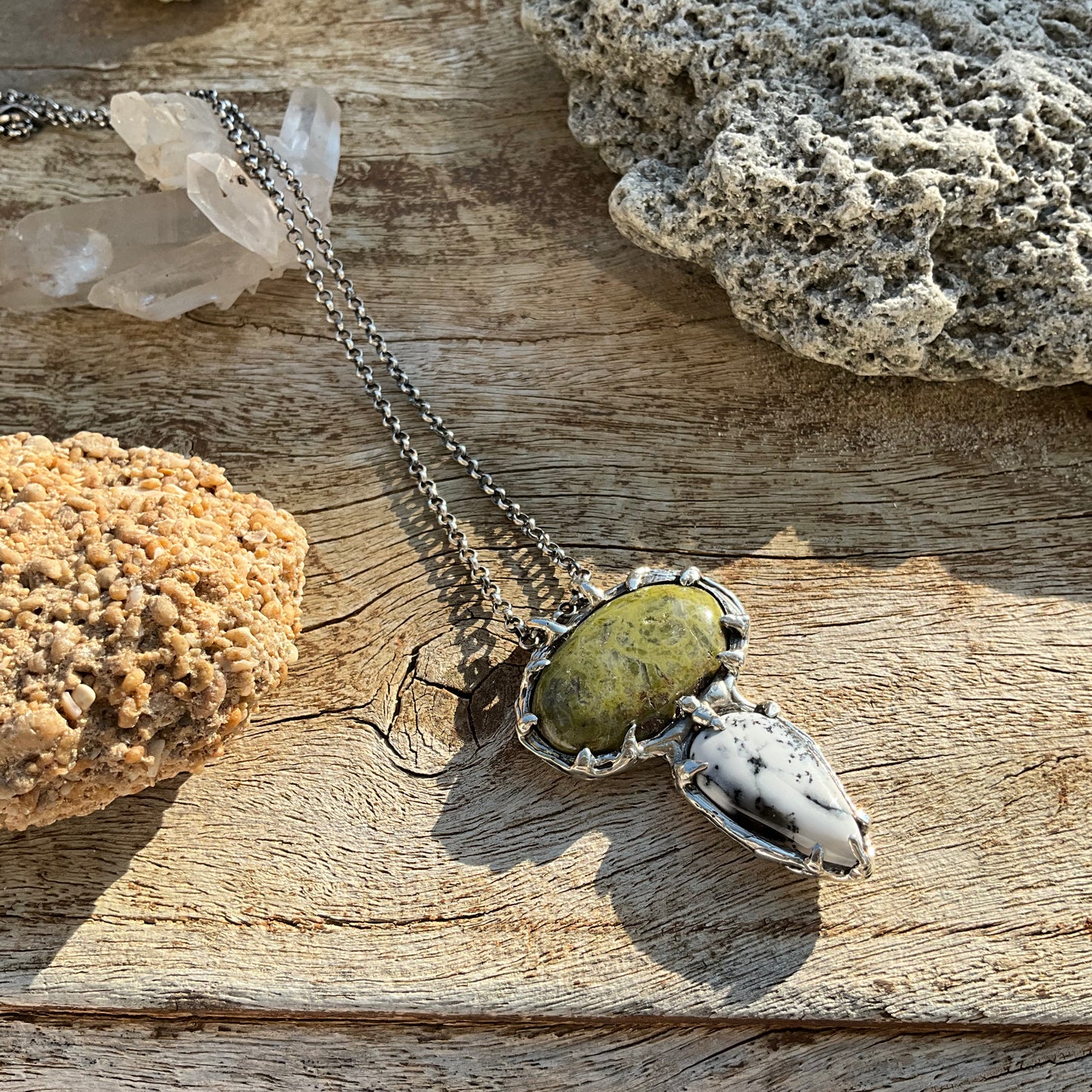 N.20 Agat Denderite & Serpentine Nacklace - Pyāra Designs