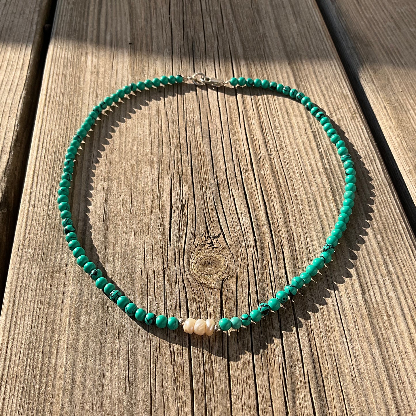 Tibetan Turquoise & Pearl's Gemstone beads Nacklace - Pyāra Designs