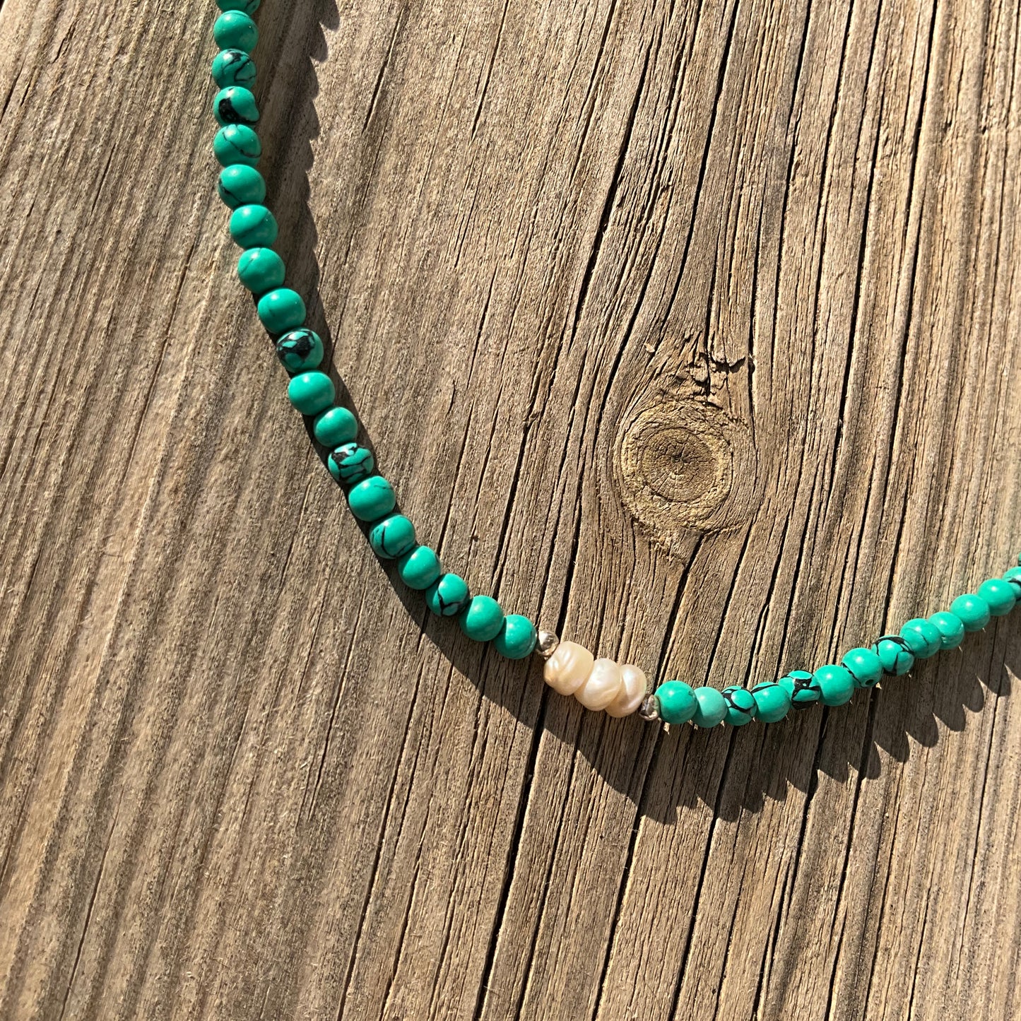 Tibetan Turquoise & Pearl's Gemstone beads Nacklace - Pyāra Designs