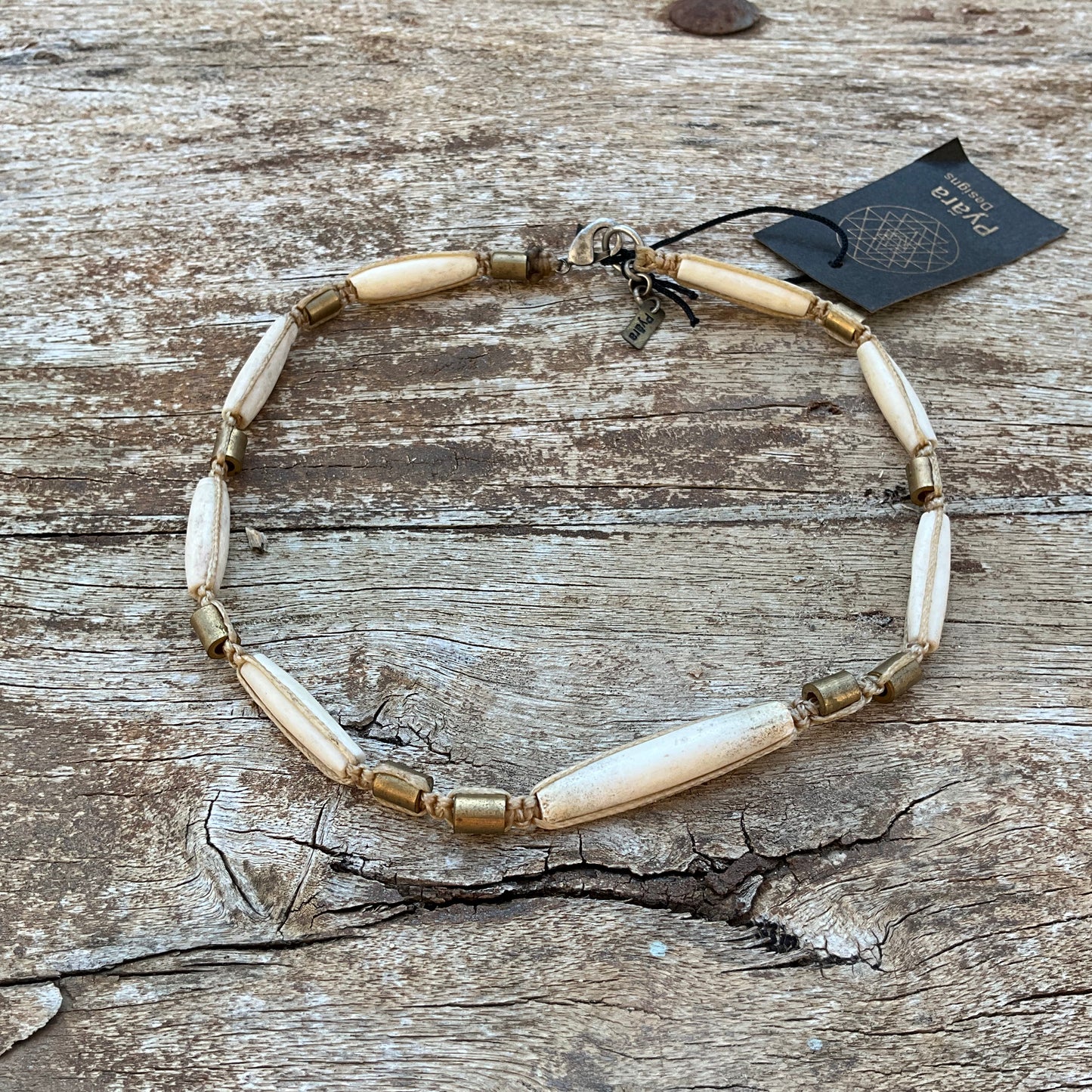 Macrame Brass & Bones Choker - Pyāra Designs