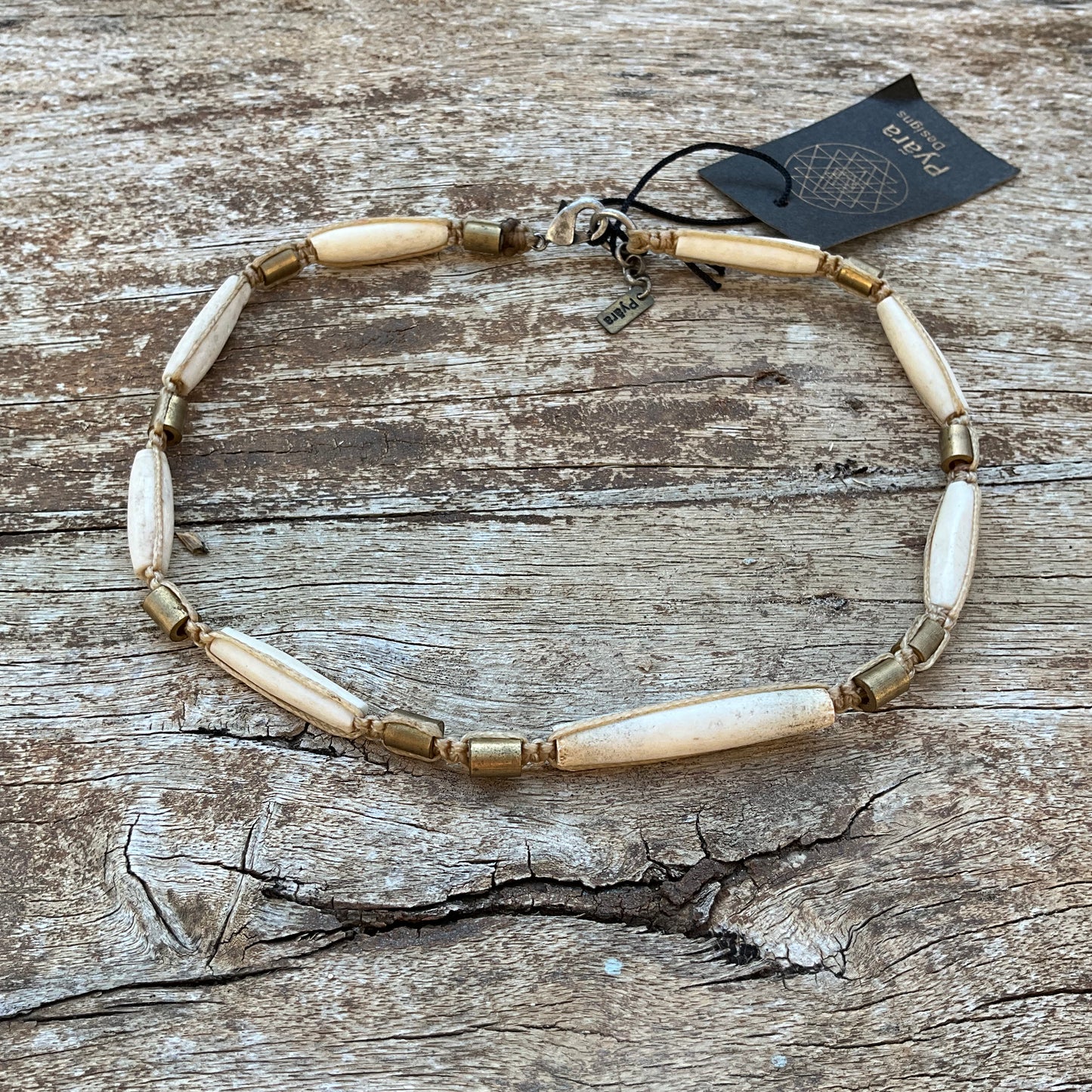 Macrame Brass & Bones Choker - Pyāra Designs