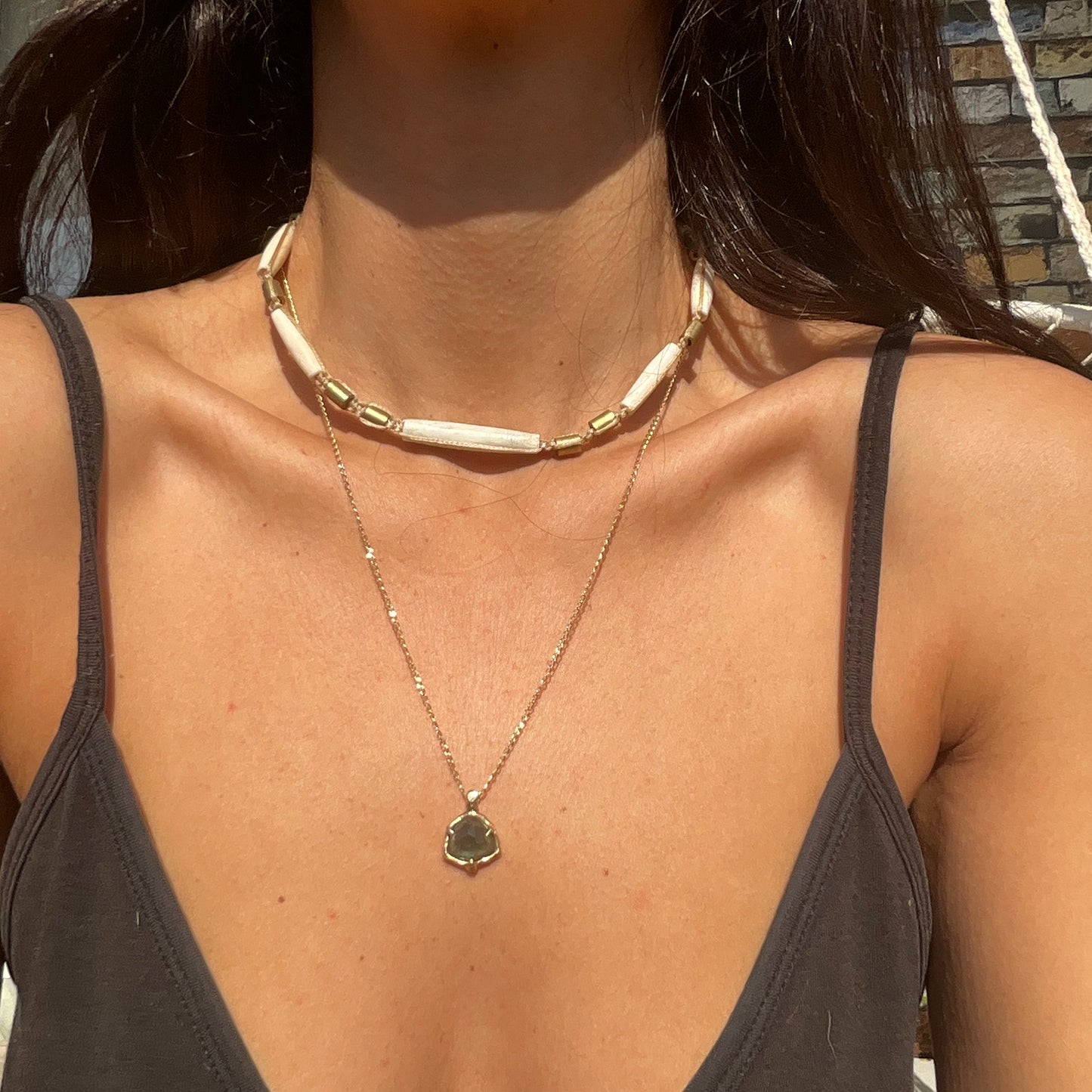 Macrame Brass & Bones Choker - Pyāra Designs
