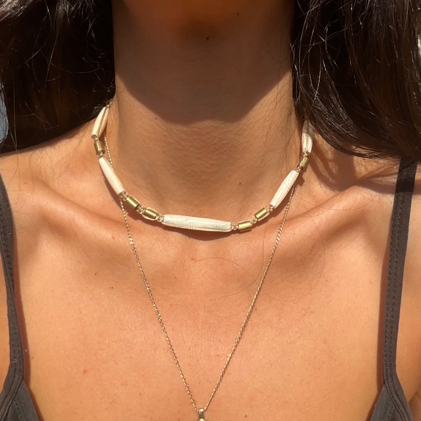Macrame Brass & Bones Choker - Pyāra Designs