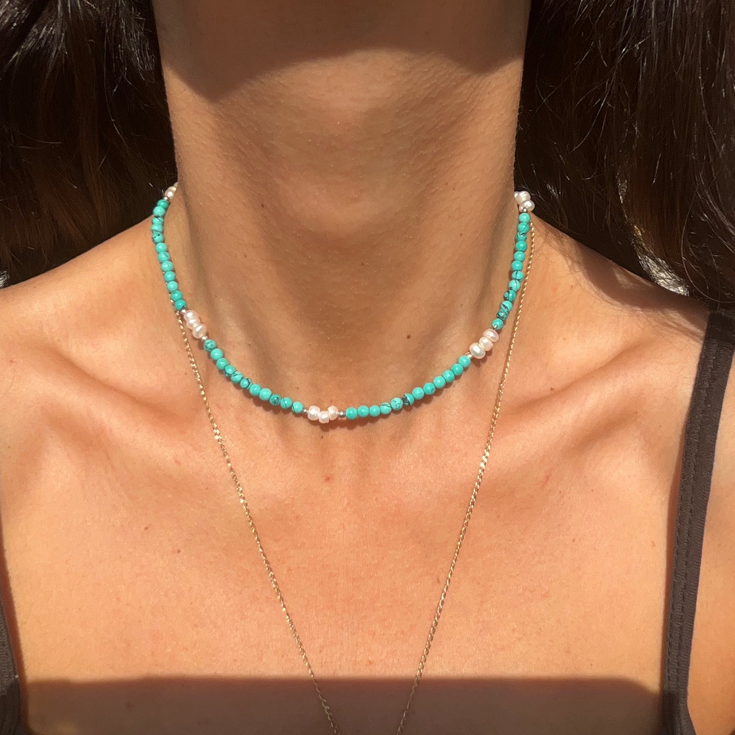 Tibetan Turquoise, Pearl's & Citrin Gemstone beads Nacklace - Pyāra Designs