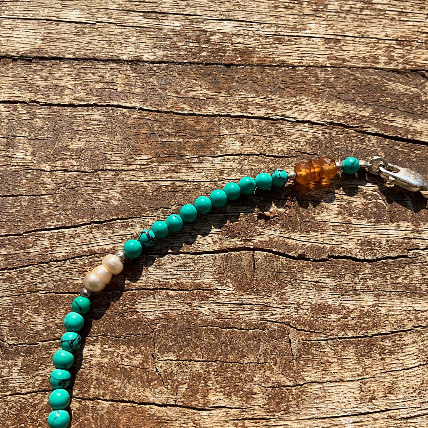 Tibetan Turquoise, Pearl's & Citrin Gemstone beads Nacklace - Pyāra Designs