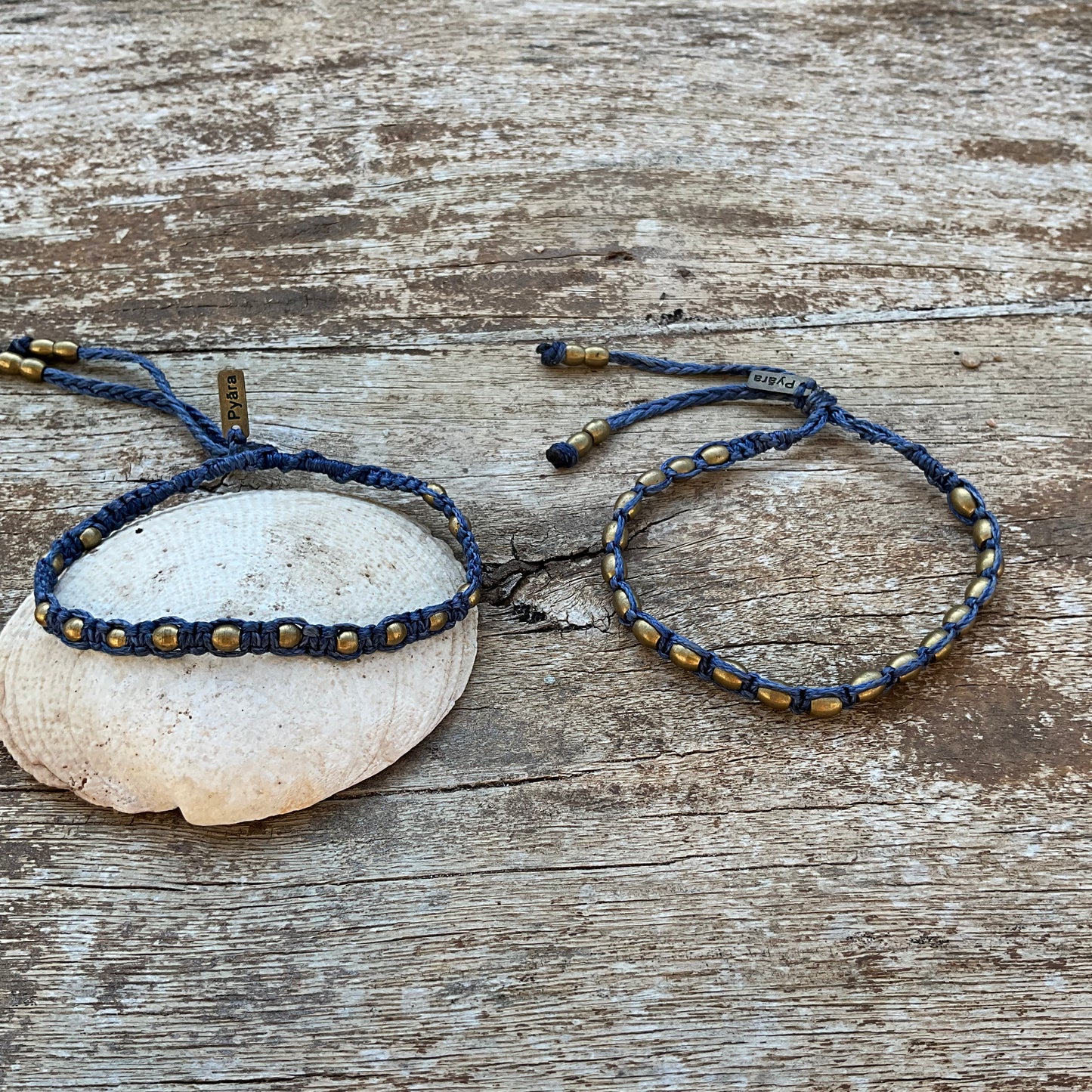 Brass Beads 2 Pieces Macrame Bracelets - Pyāra Designs