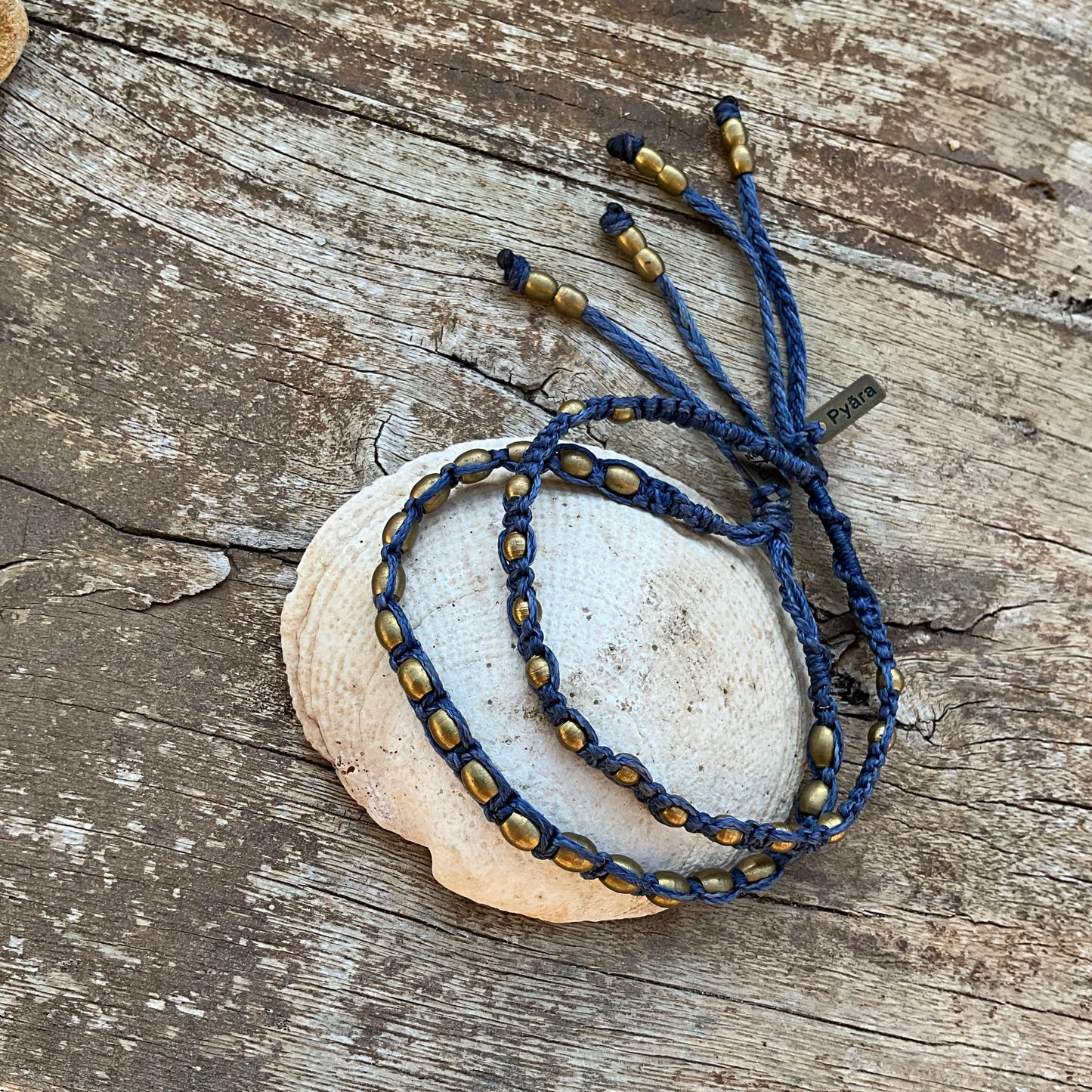 Brass Beads 2 Pieces Macrame Bracelets - Pyāra Designs