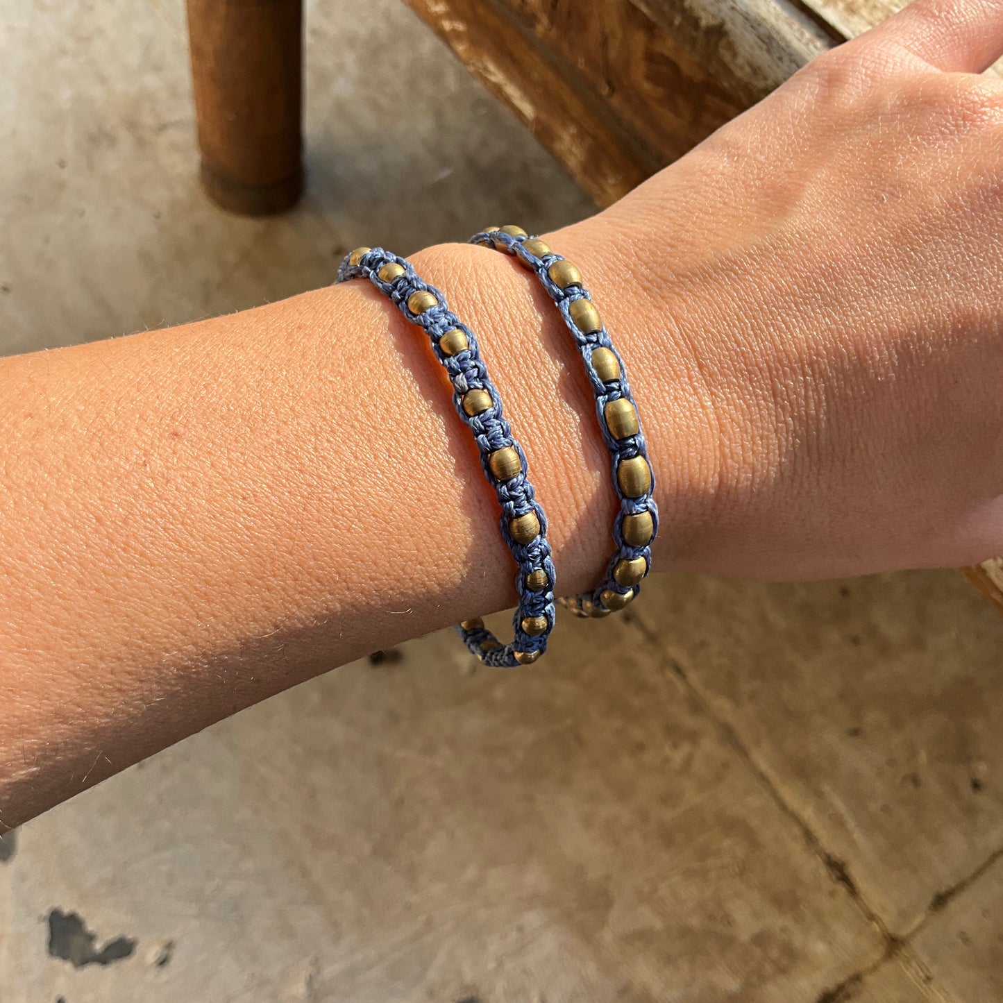 Brass Beads 2 Pieces Macrame Bracelets - Pyāra Designs