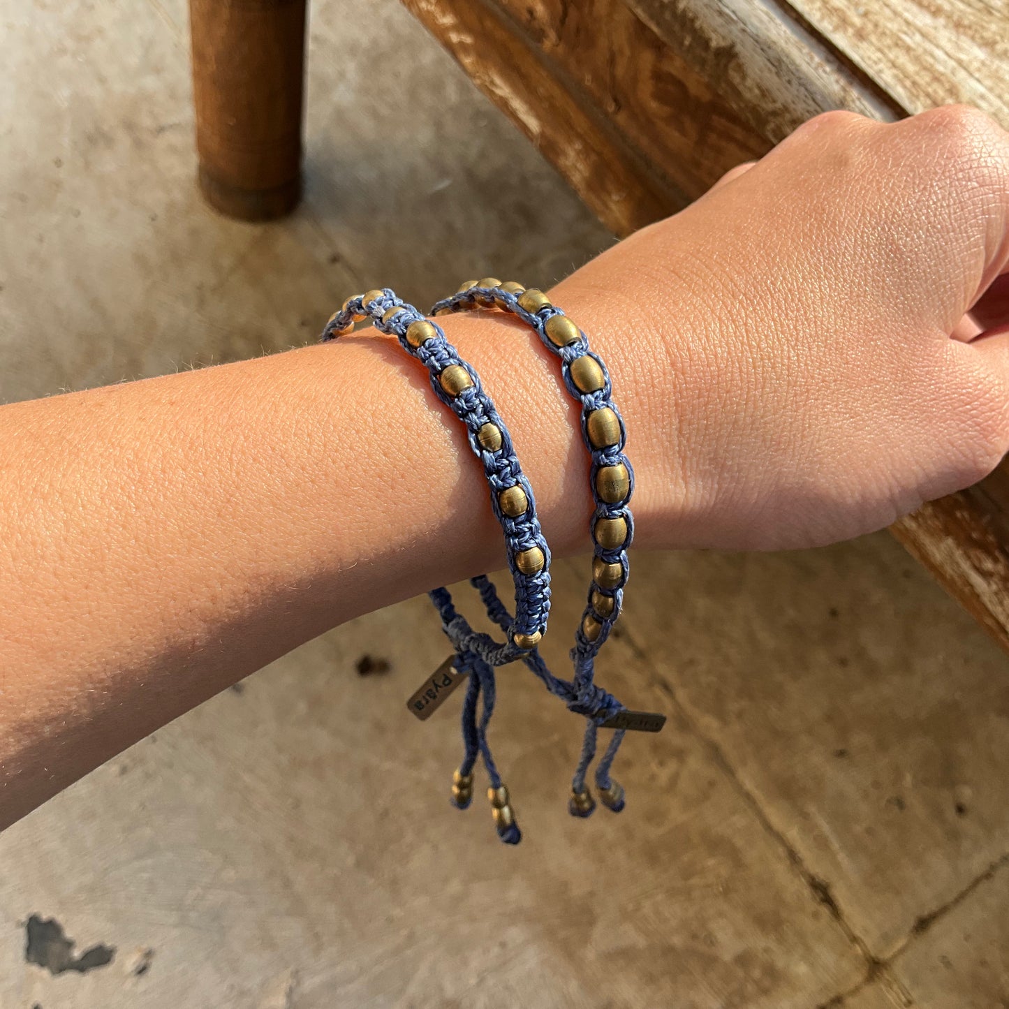 Brass Beads 2 Pieces Macrame Bracelets - Pyāra Designs