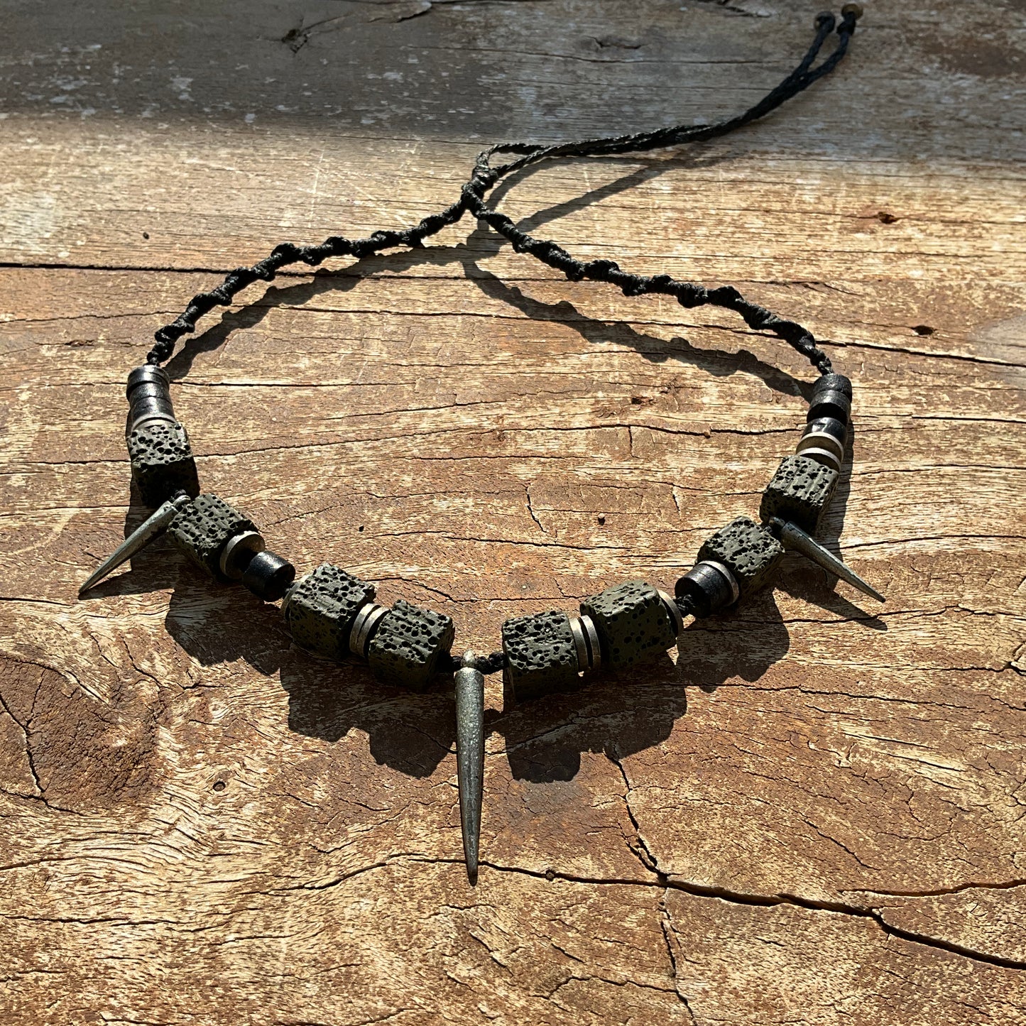 Macrame Spikes Choker Olive Green - Pyāra Designs