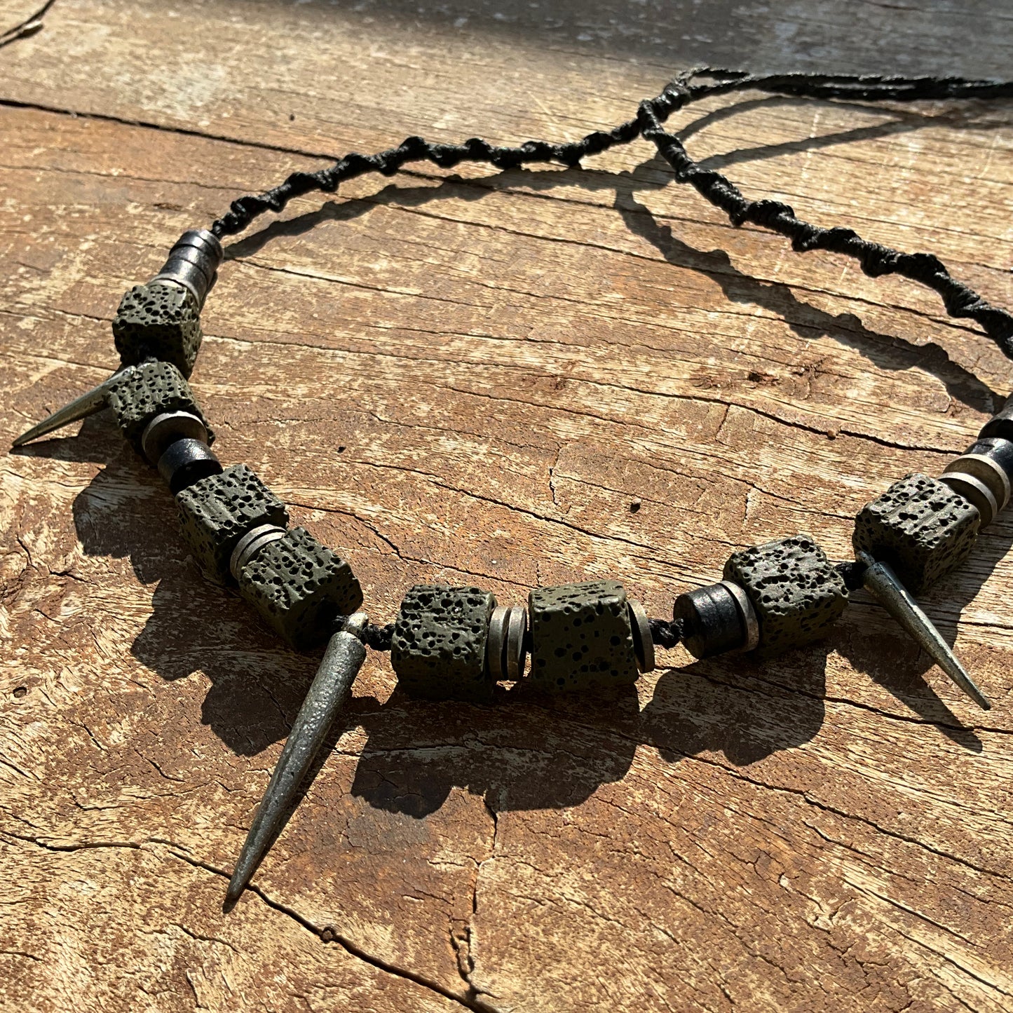 Macrame Spikes Choker Olive Green - Pyāra Designs