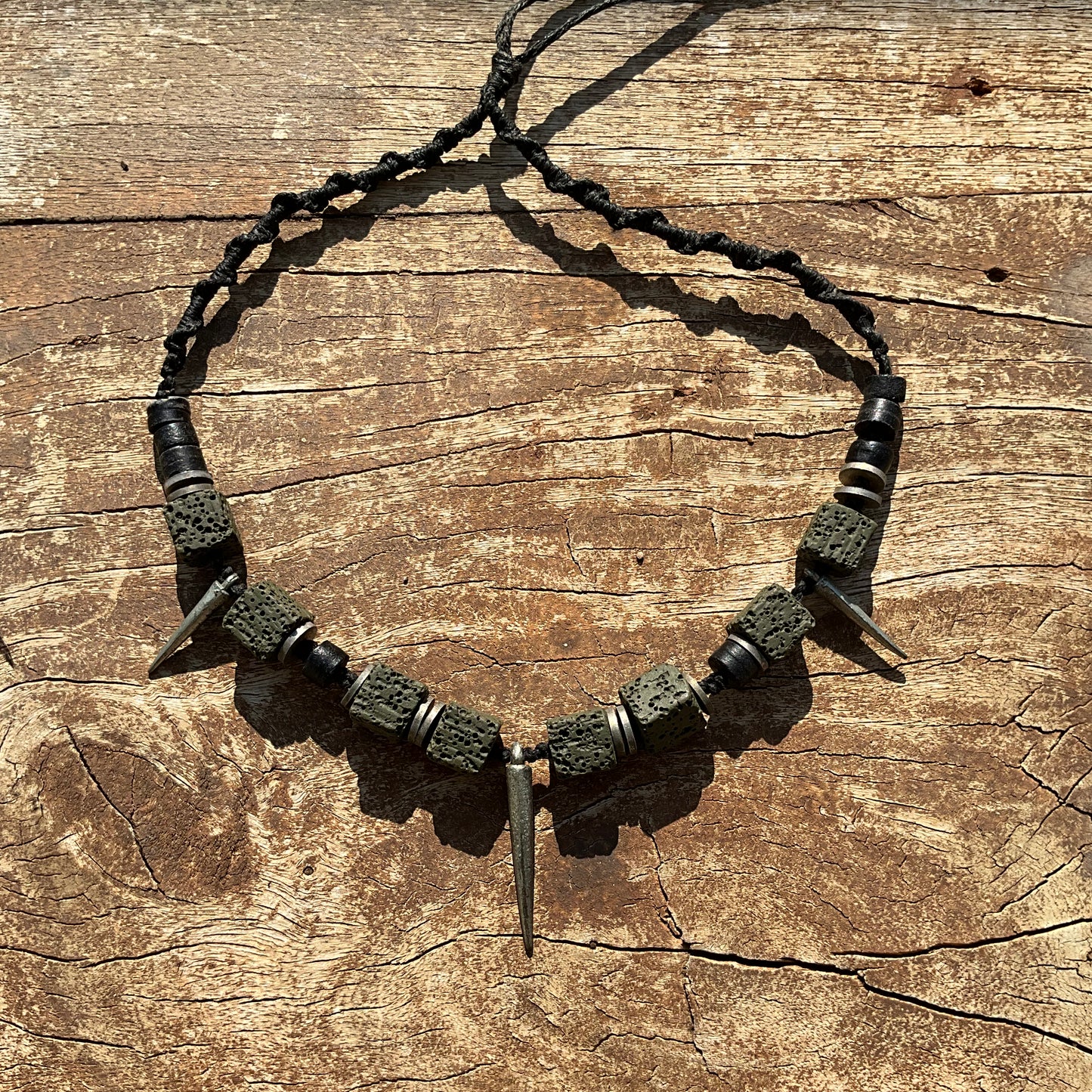 Macrame Spikes Choker Olive Green - Pyāra Designs
