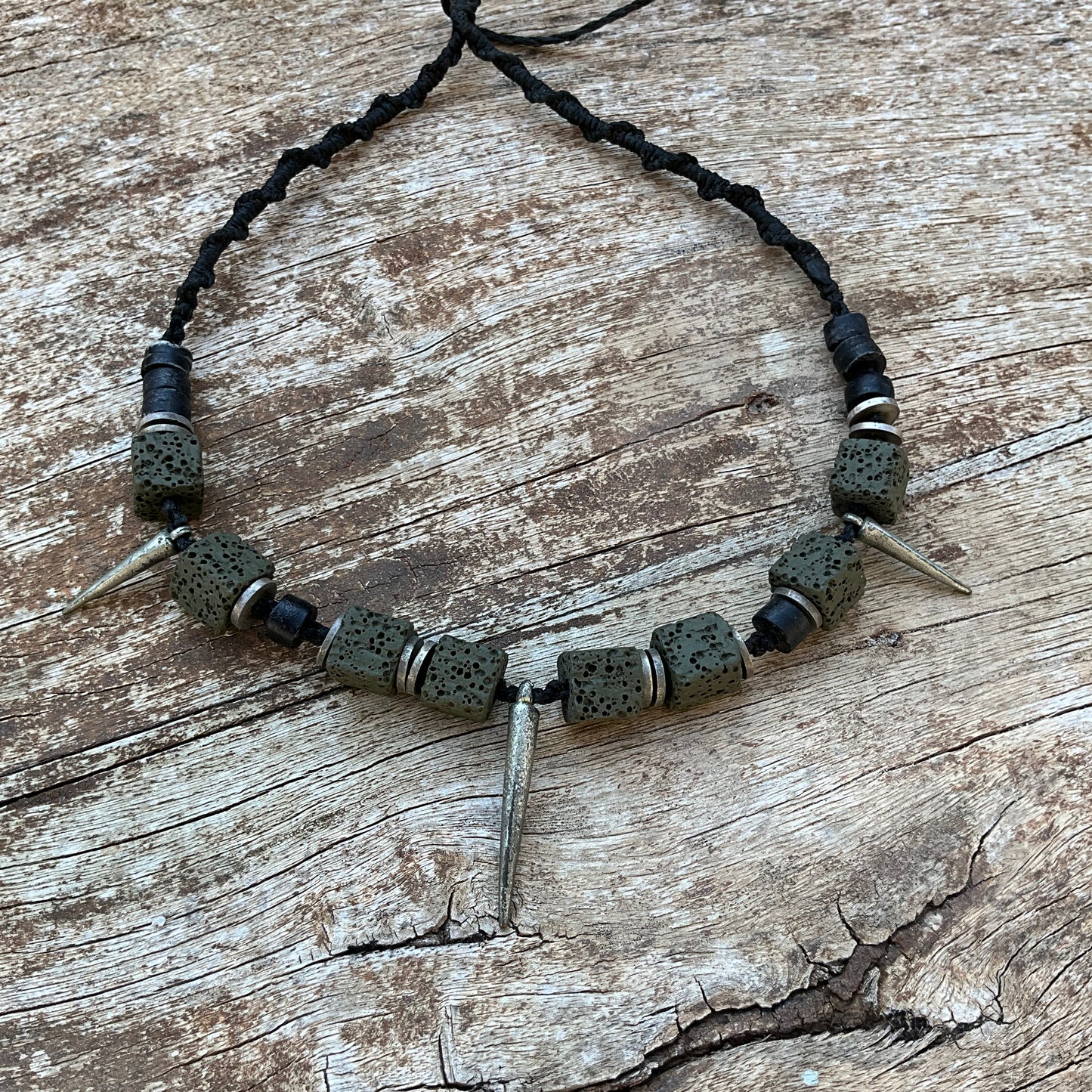 Macrame Spikes Choker Olive Green - Pyāra Designs