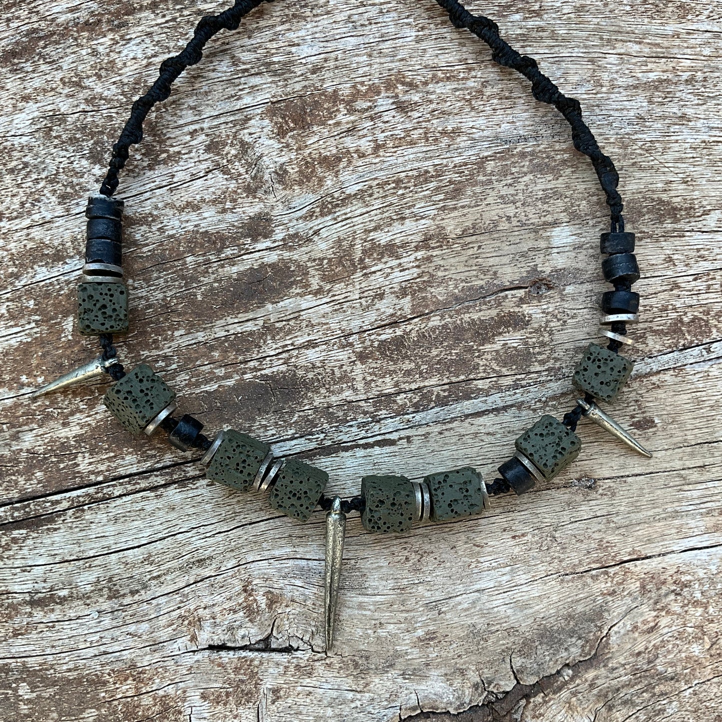 Macrame Spikes Choker Olive Green - Pyāra Designs