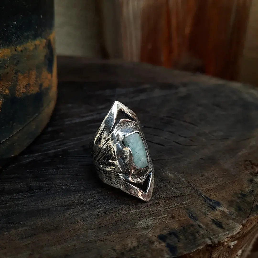 1/1 N.2 HEAVY PETRA Ring Amazonite Gemstone - Pyāra Designs