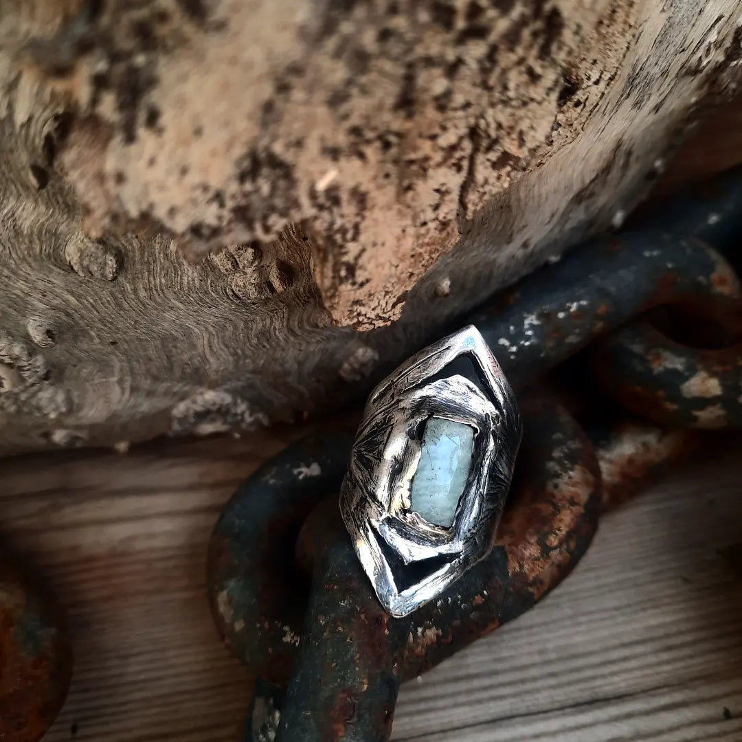 1/1 N.2 HEAVY PETRA Ring Amazonite Gemstone - Pyāra Designs