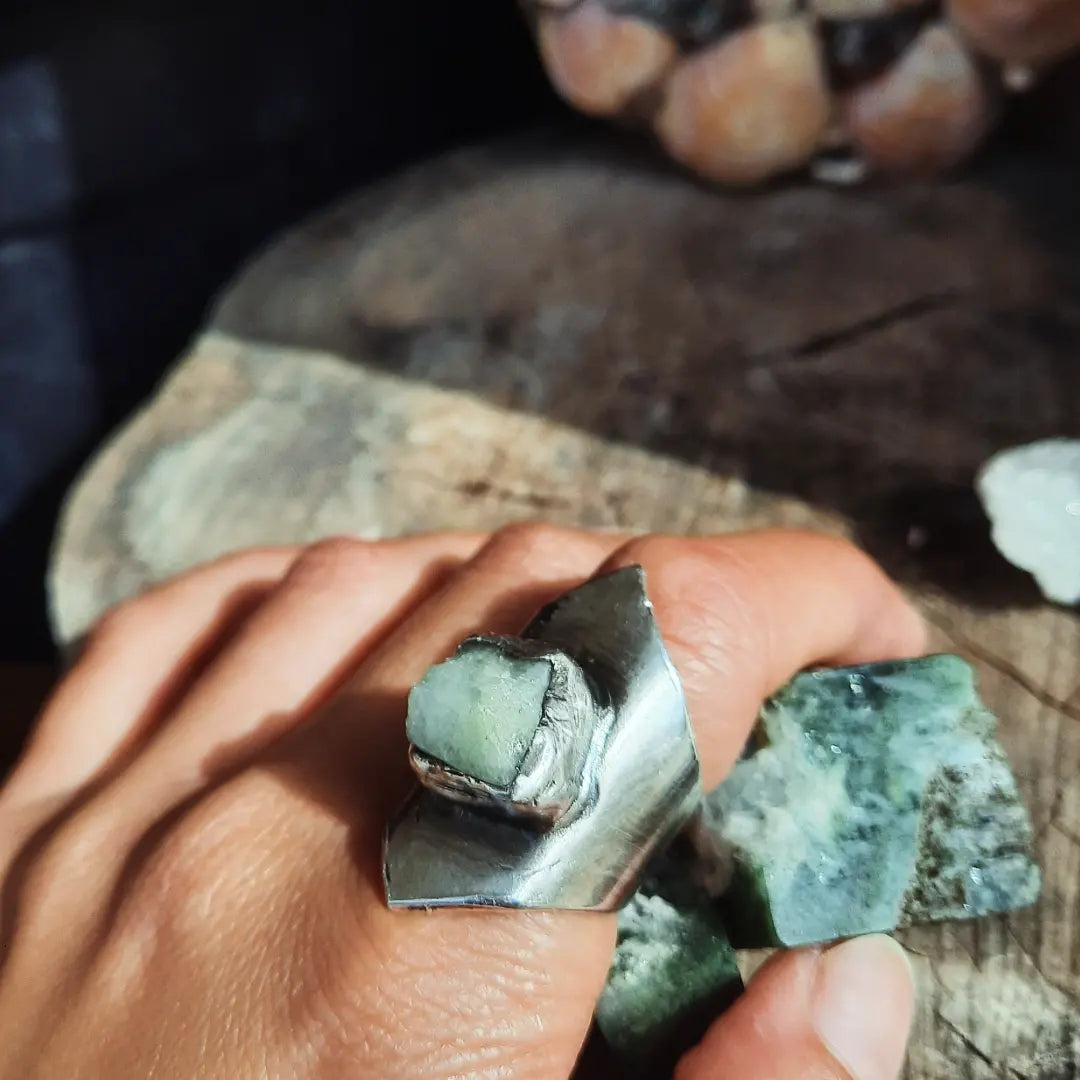 1/1 N.6 KLEO RING Heavy Aquamarine Rew Gems - Pyāra Designs