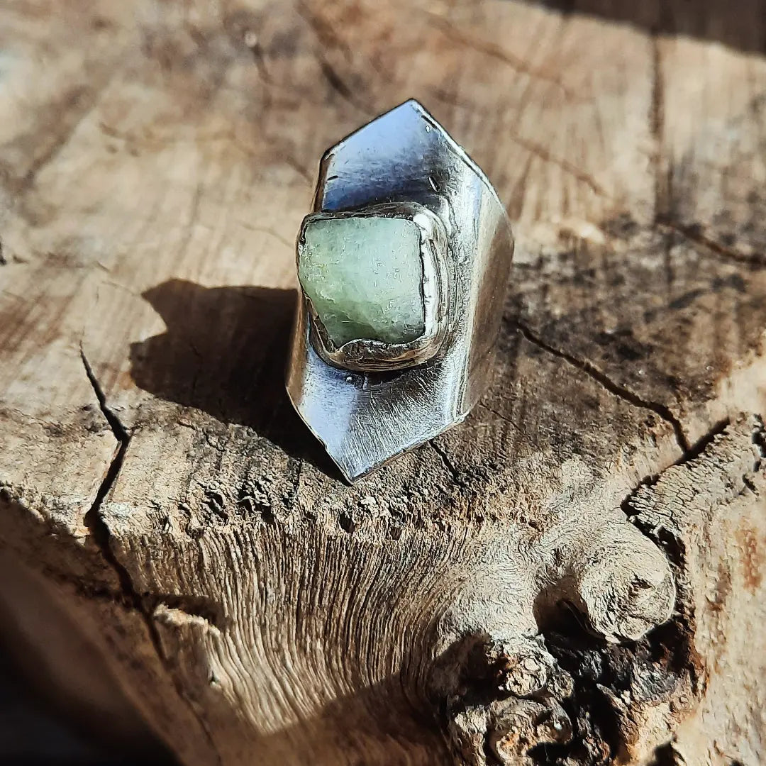 1/1 N.6 KLEO RING Heavy Aquamarine Rew Gems - Pyāra Designs